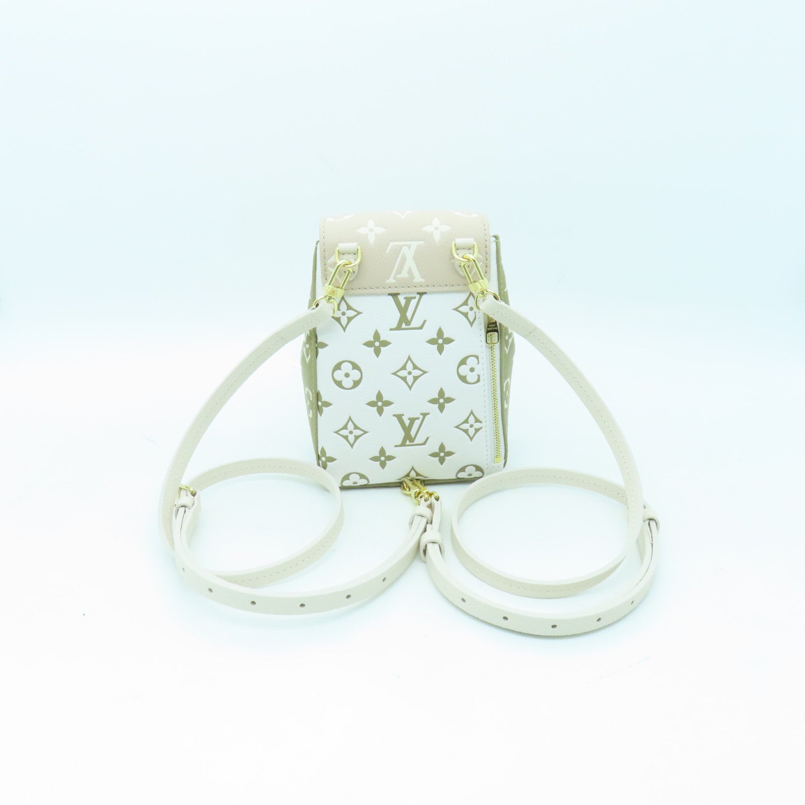 LOUIS VUITTON Monogram Empreinte Tiny Backpack金扣背包/肩背袋米色/綠色