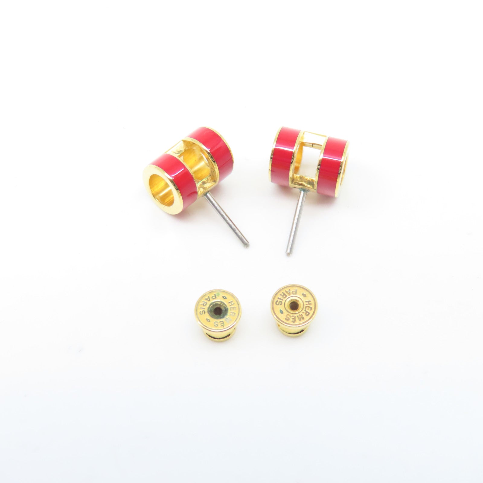 HERMES 【激減優惠】金屬Pop H Earrings耳環紅色/金色