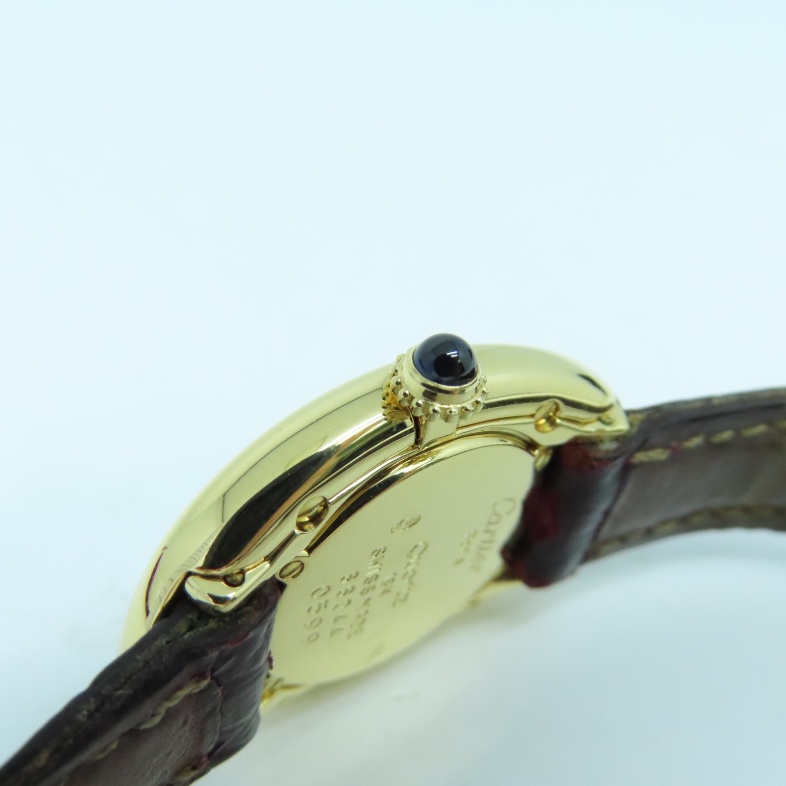 CARTIER Baignoire Watch鱷魚皮革帶/18K黃金手錶石英機芯白色