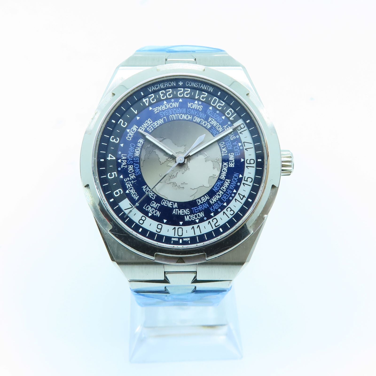 VACHERON CONSTANTIN 不鏽鋼Over Seas World Time手錶自動機芯深藍色/灰色