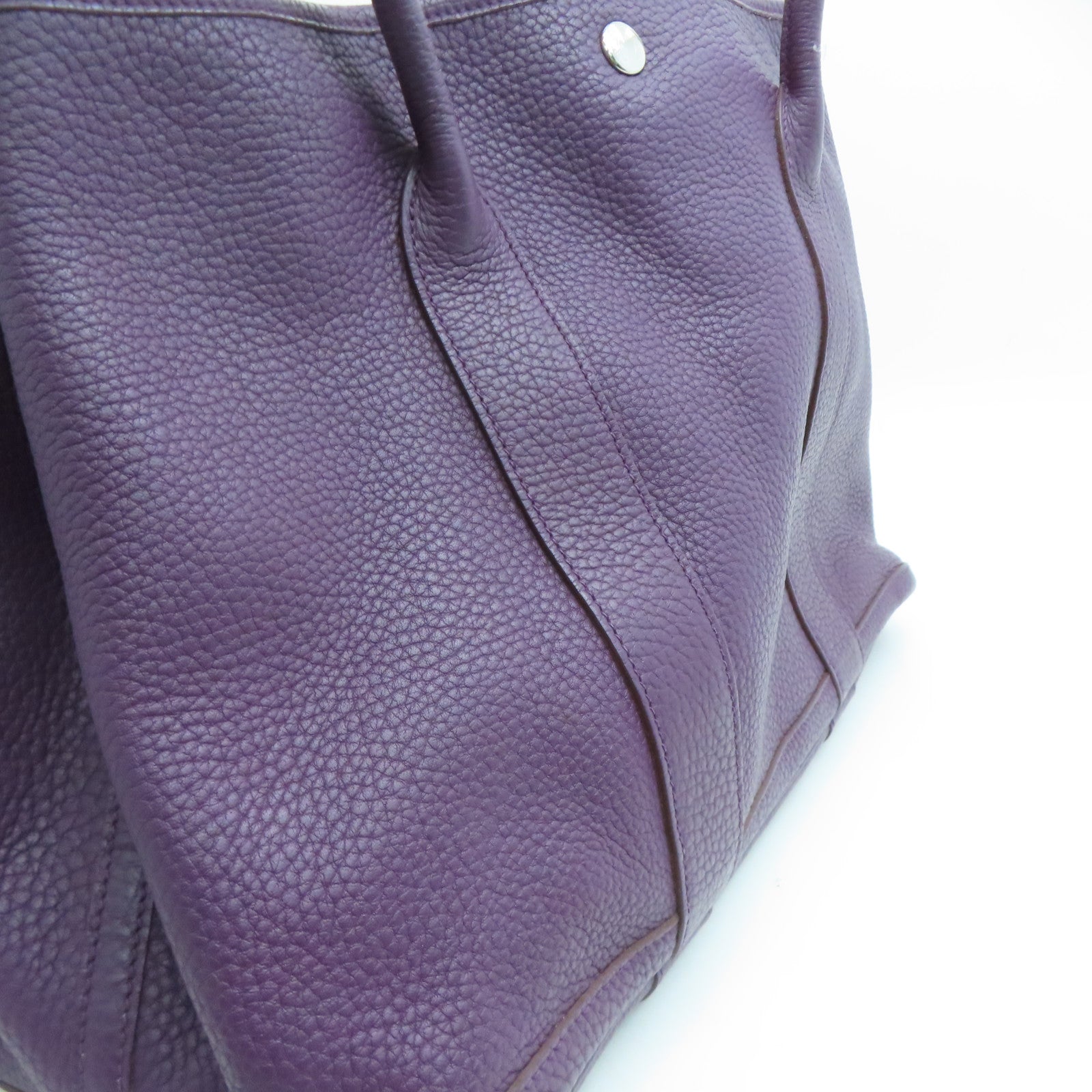 HERMES Negonda Leather GardenParty PM Silver Buckle Handle Bag Alligator Purple