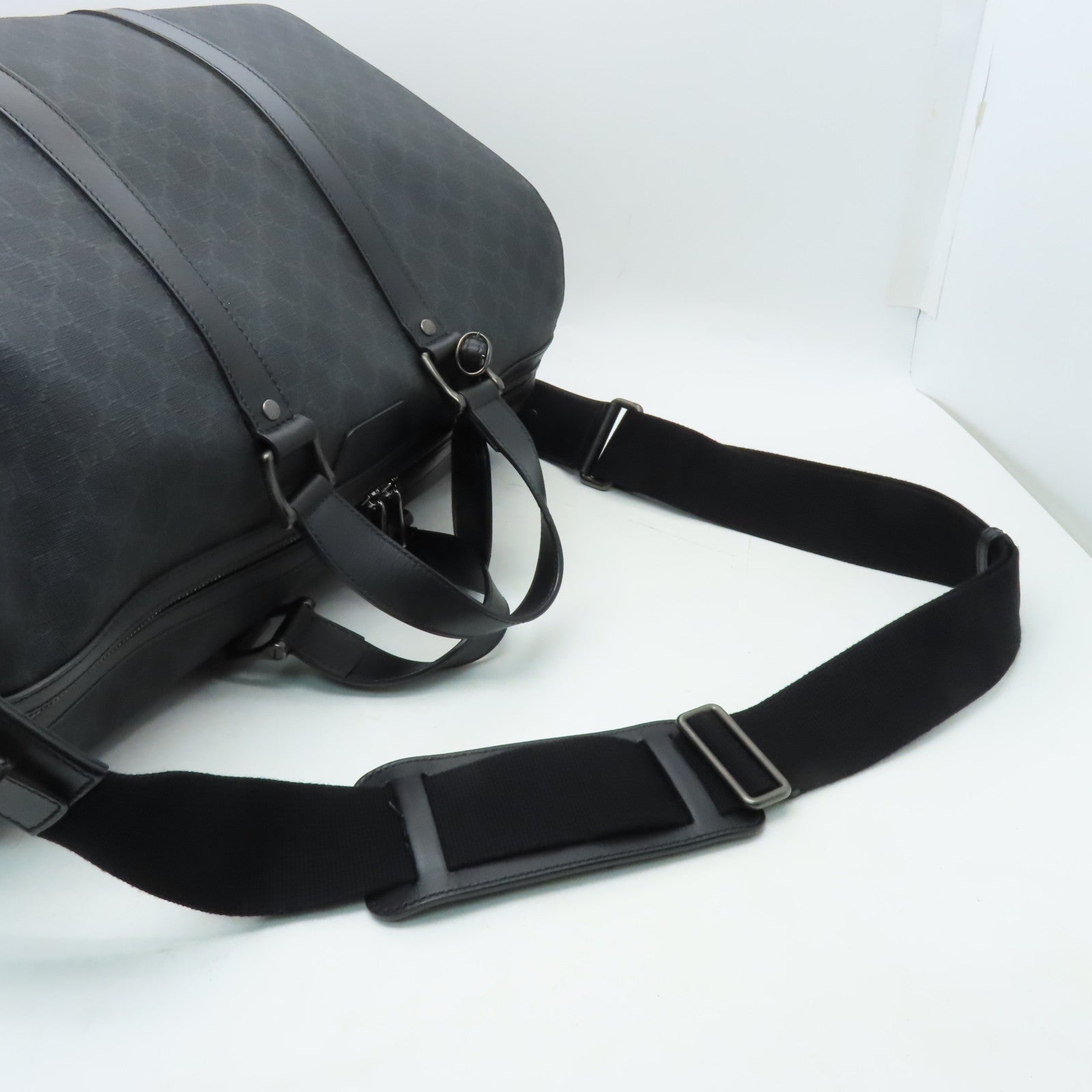 GUCCI 塗層帆布2way Shoulder Bag銀扣手挽肩背兩用袋黒色