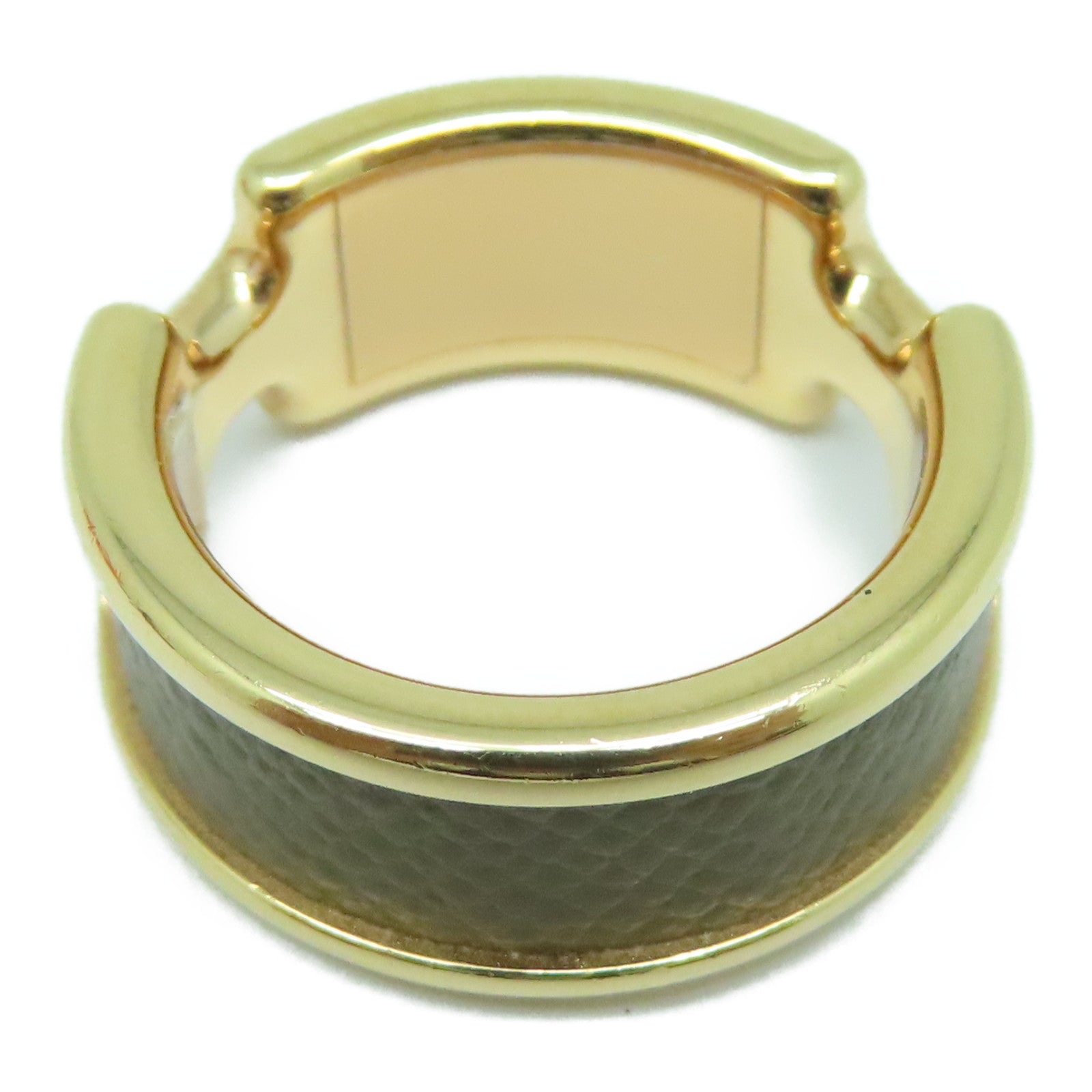 HERMES Madame皮革/金屬Olympe Ring戒指Etoupe大象灰色US#6.25