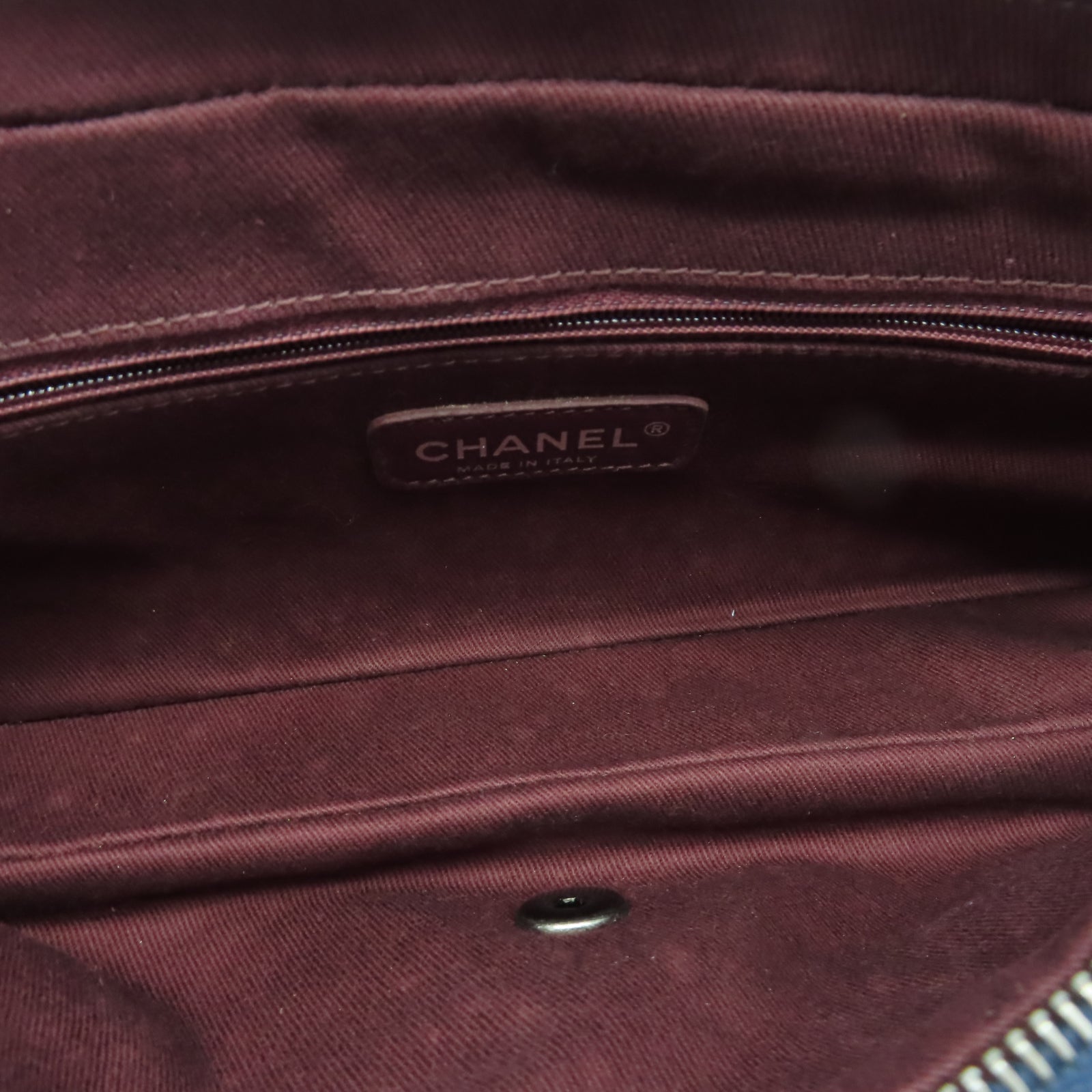 CHANEL 菱格牛皮皮革Chain Shoulder銀扣鏈帶肩背袋藍色