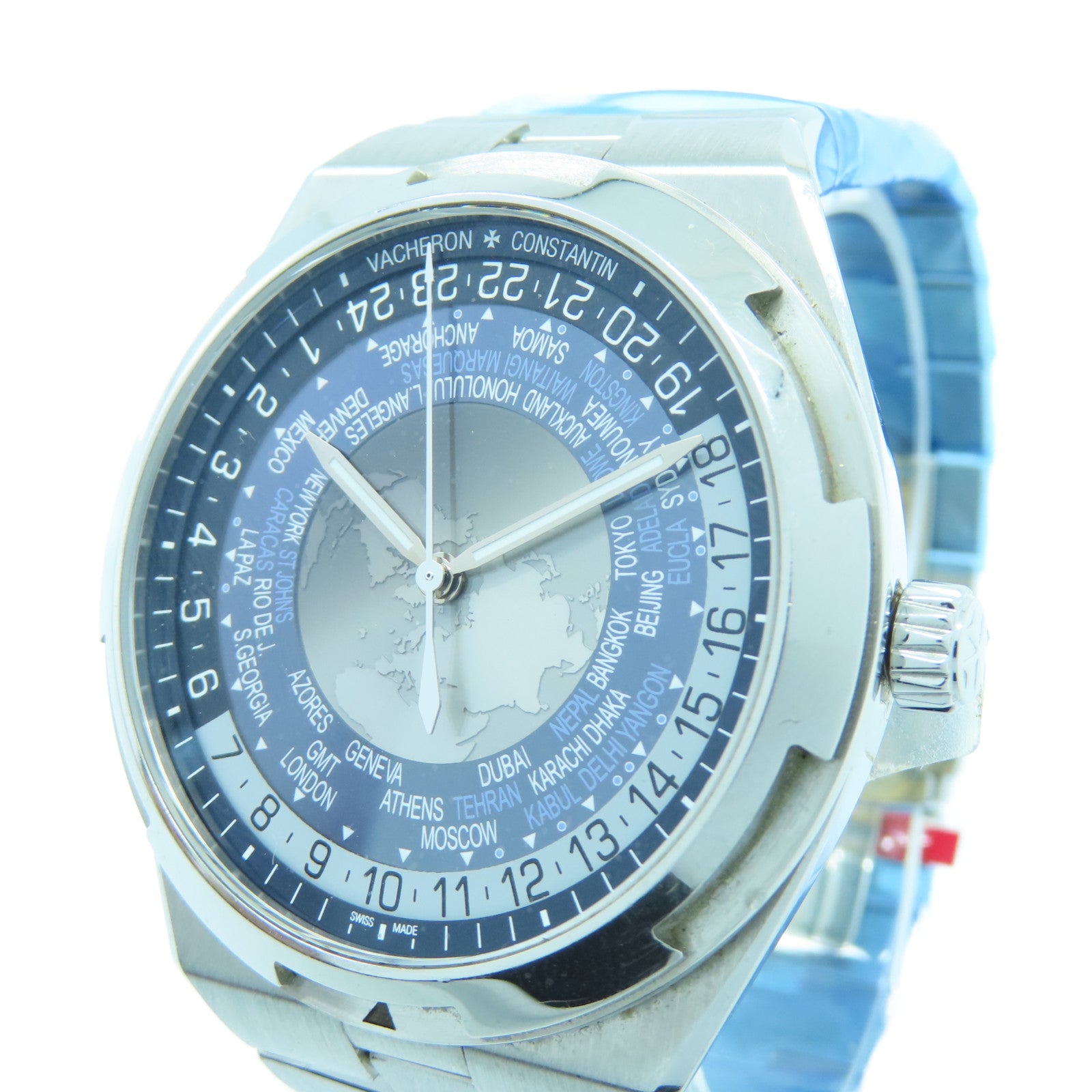 VACHERON CONSTANTIN 不鏽鋼Over Seas World Time手錶自動機芯深藍色/灰色
