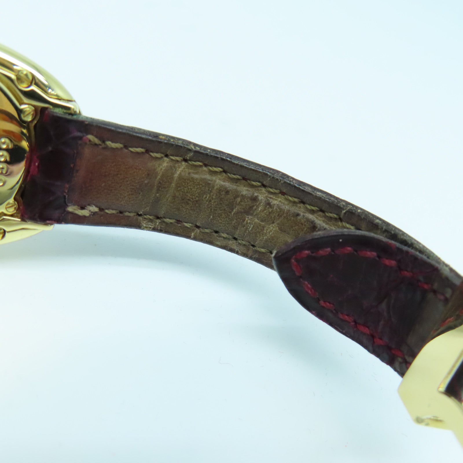 CARTIER Baignoire Watch鱷魚皮革帶/18K黃金手錶石英機芯白色