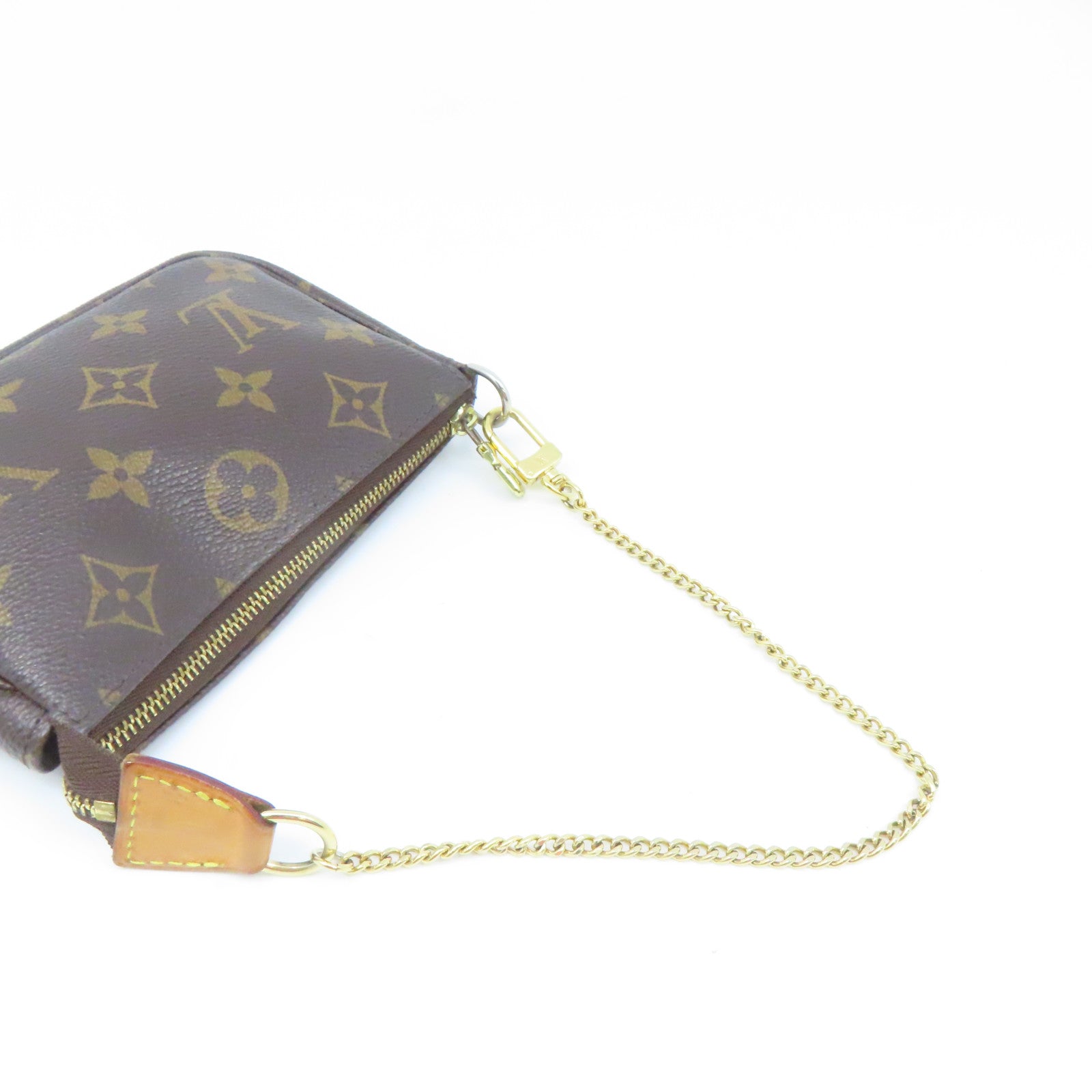 LOUIS VUITTON 【激減優惠】Monogram Mini Pochette Accessoires金扣鏈帶肩背袋啡色