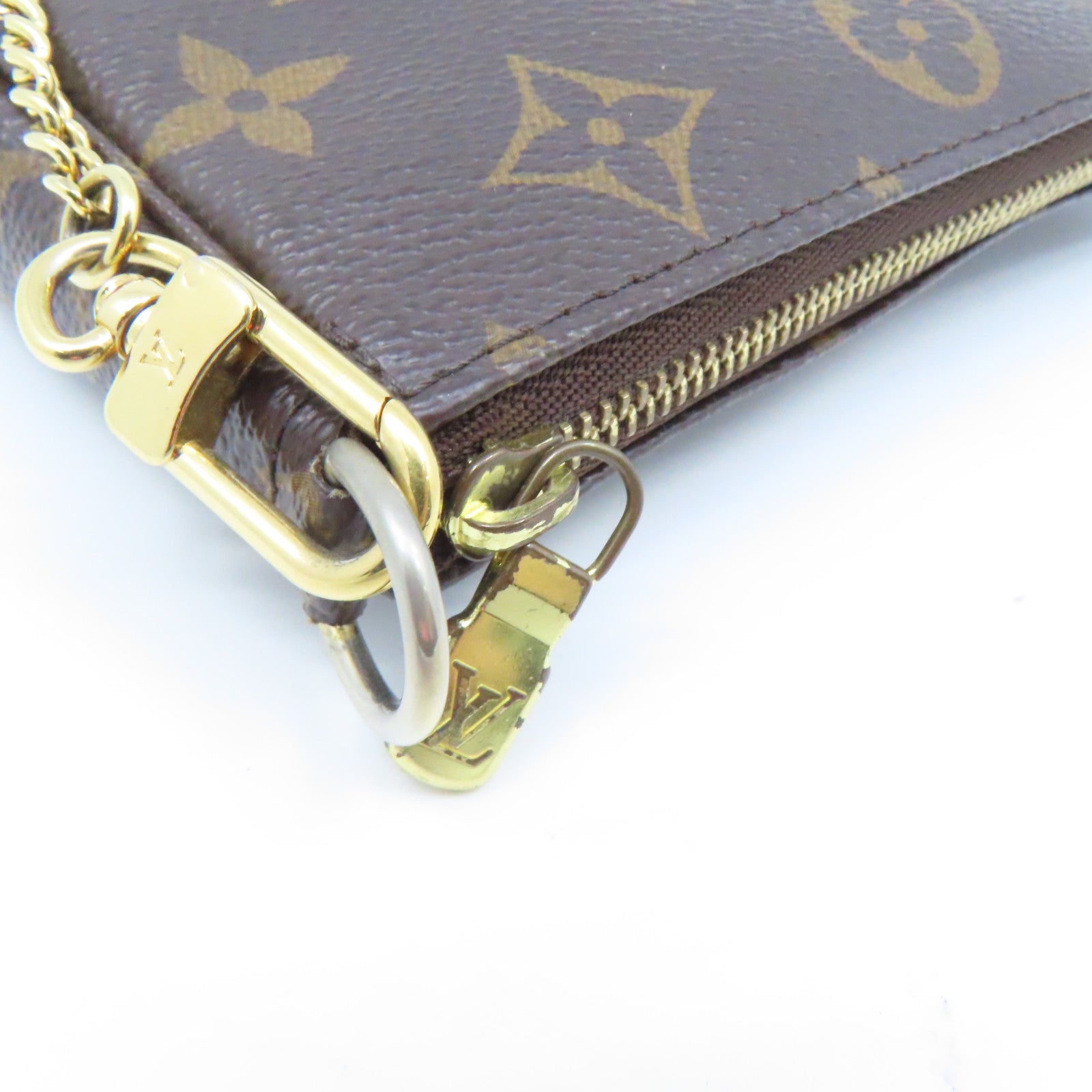 LOUIS VUITTON 【激減優惠】Monogram Mini Pochette Accessoires金扣鏈帶肩背袋啡色