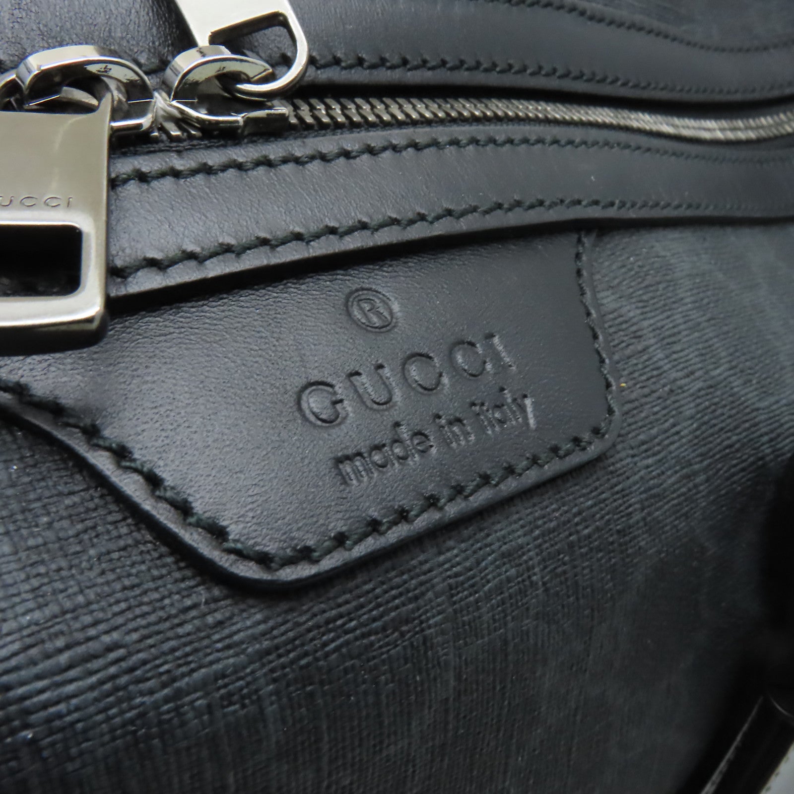 GUCCI 塗層帆布2way Shoulder Bag銀扣手挽肩背兩用袋黒色