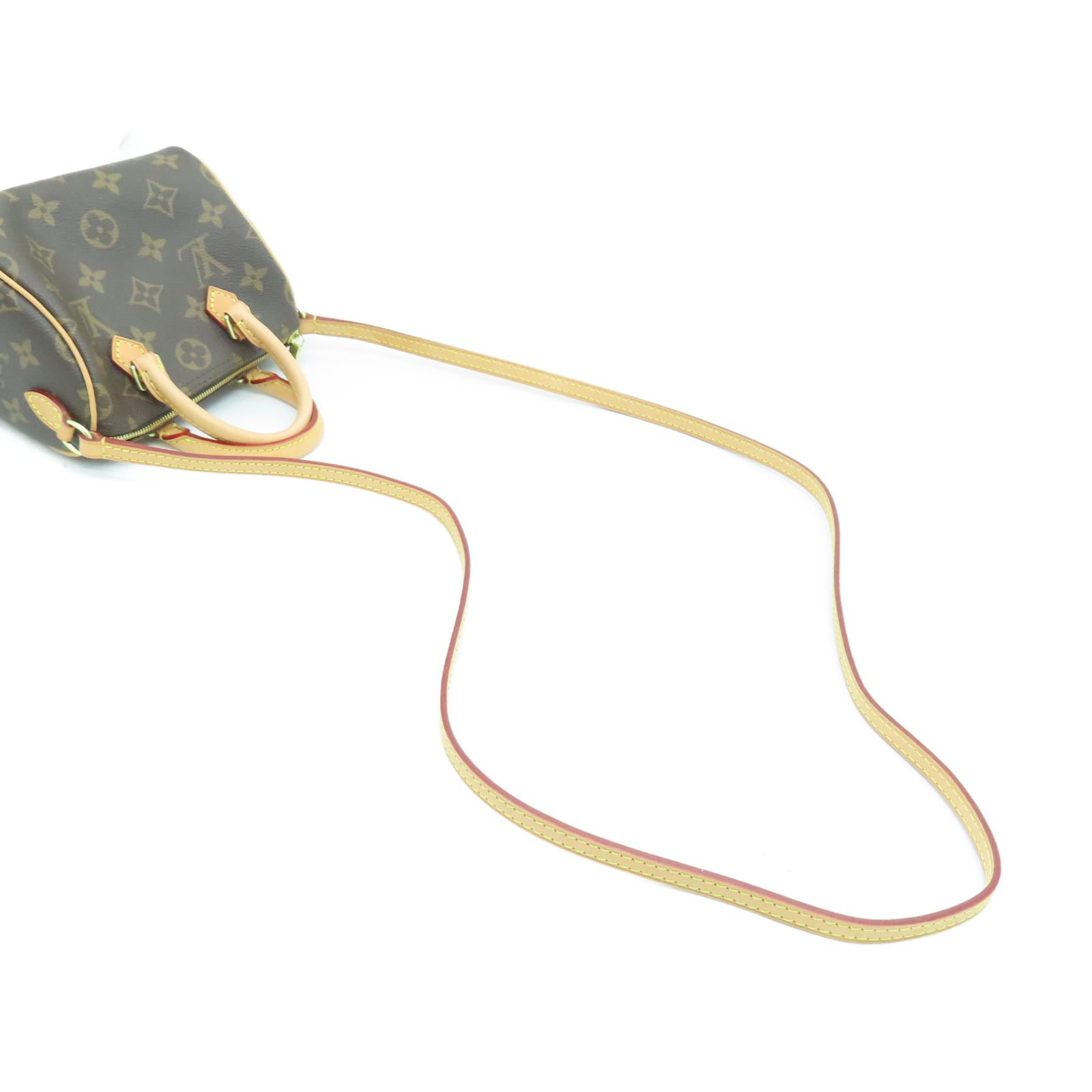 LOUIS VUITTON Monogram Nano Speedy金扣手挽肩背两用袋棕色