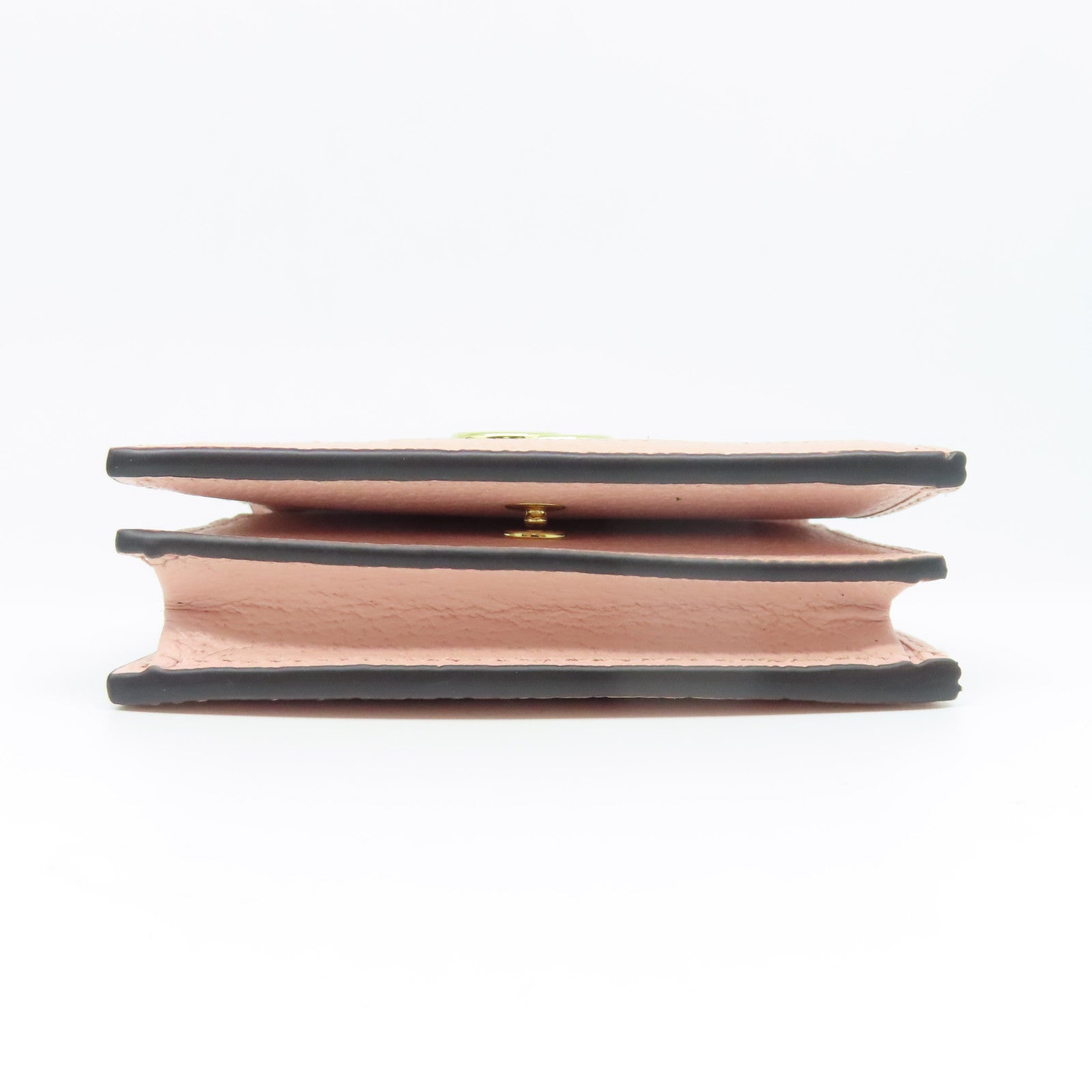 GUCCI 牛皮皮革/牛仔布W Snap Wallet金扣錢包粉紅色/藍色