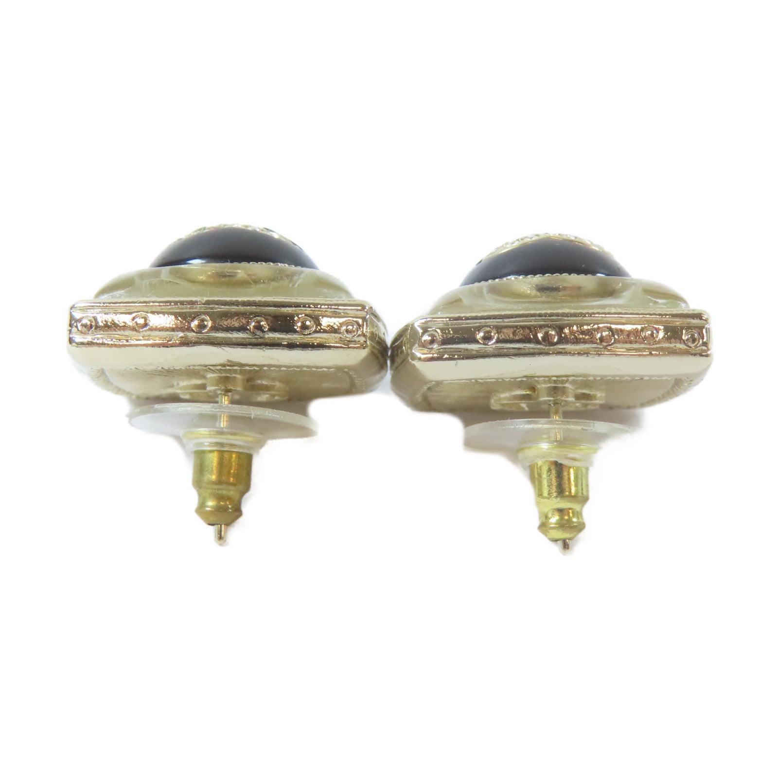 CHANEL 金屬/水晶Earrings耳環金色/黑色