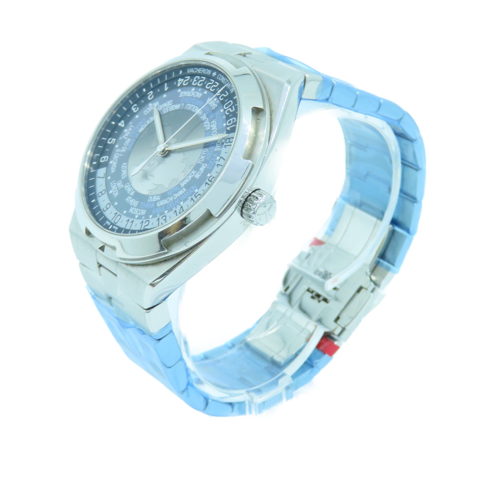 VACHERON CONSTANTIN 不鏽鋼Over Seas World Time手錶自動機芯深藍色/灰色