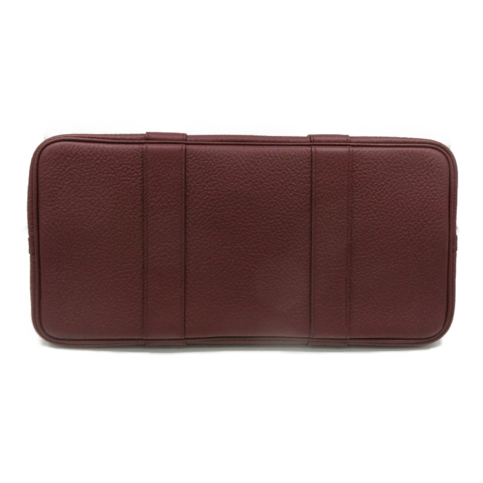 HERMES Negonda皮革Garden Party PM銀扣手挽袋Bordeaux酒紅色