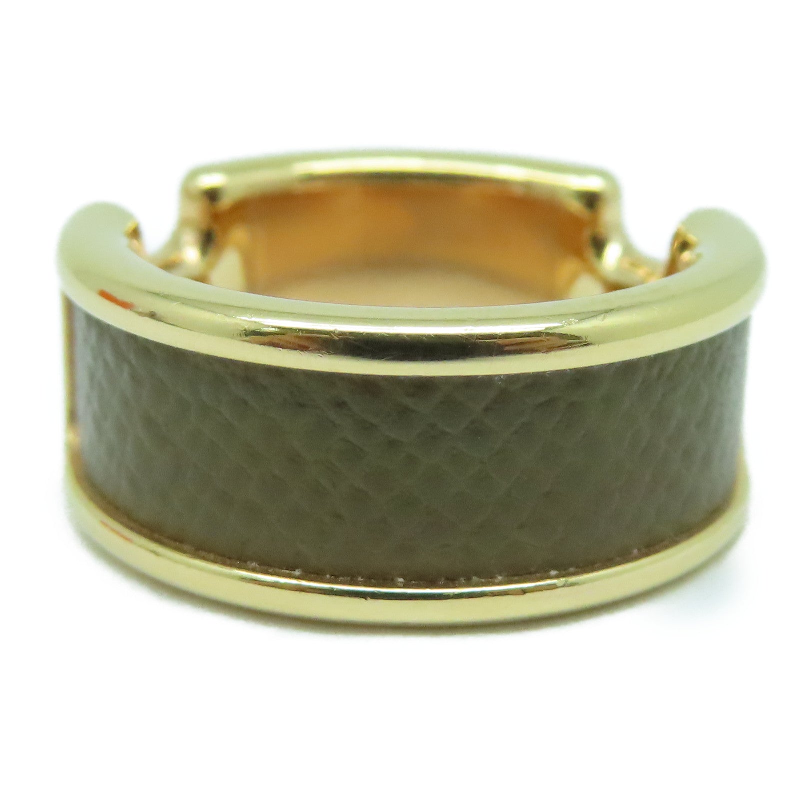 HERMES Madame皮革/金屬Olympe Ring戒指Etoupe大象灰色US#6.25