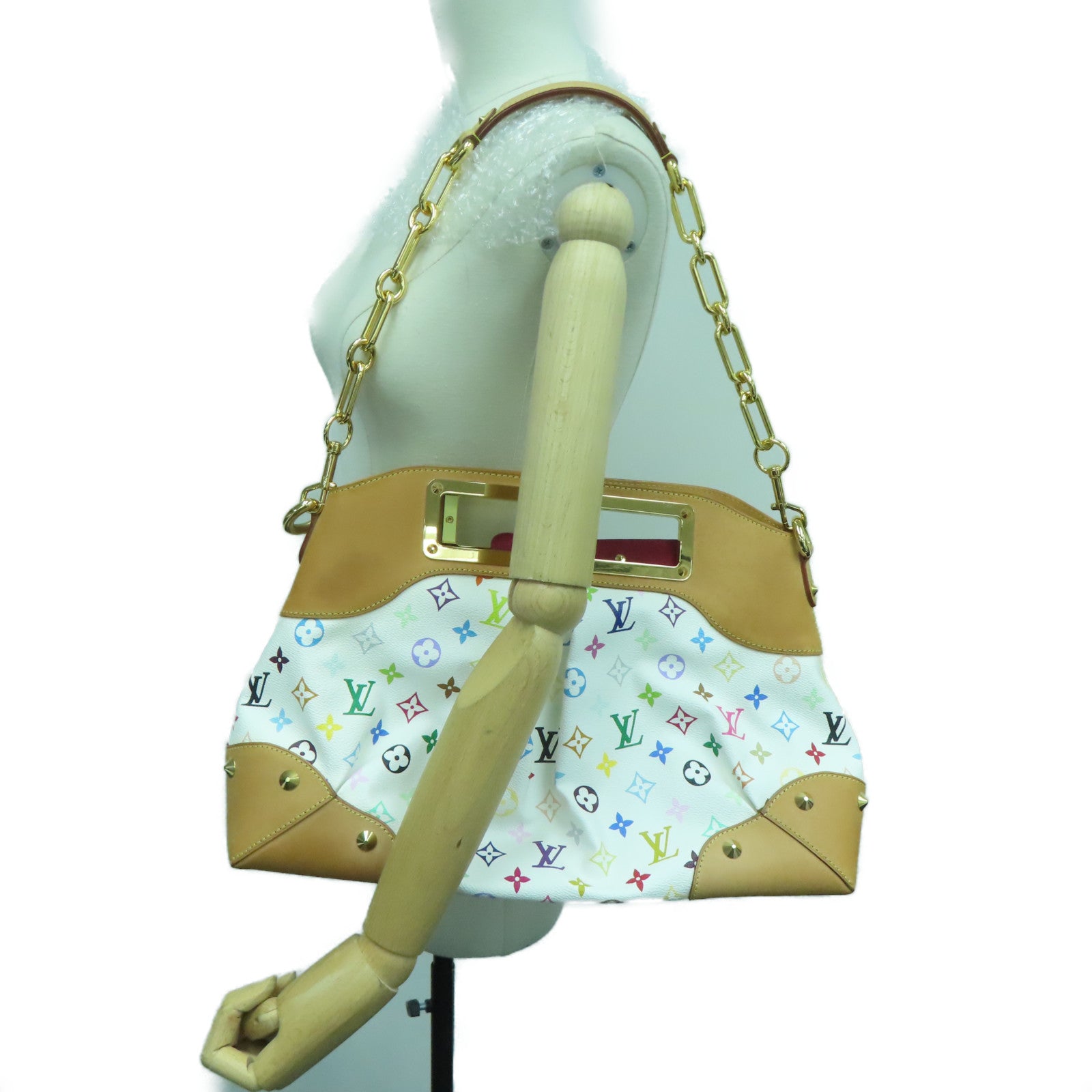 LOUIS VUITTON Monogram Multicolore Judy MM金扣手挽肩背兩用袋白色/彩色