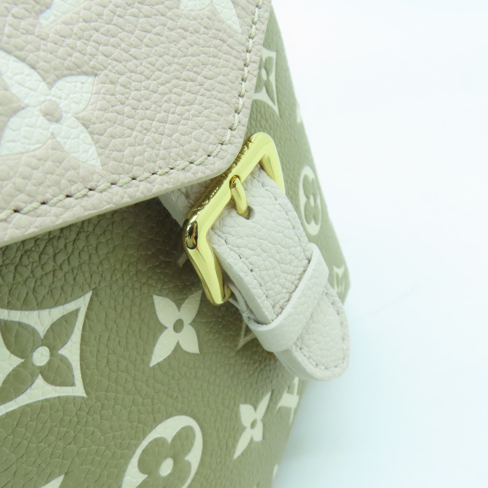 LOUIS VUITTON Monogram Empreinte Tiny Backpack金扣背包/肩背袋米色/綠色