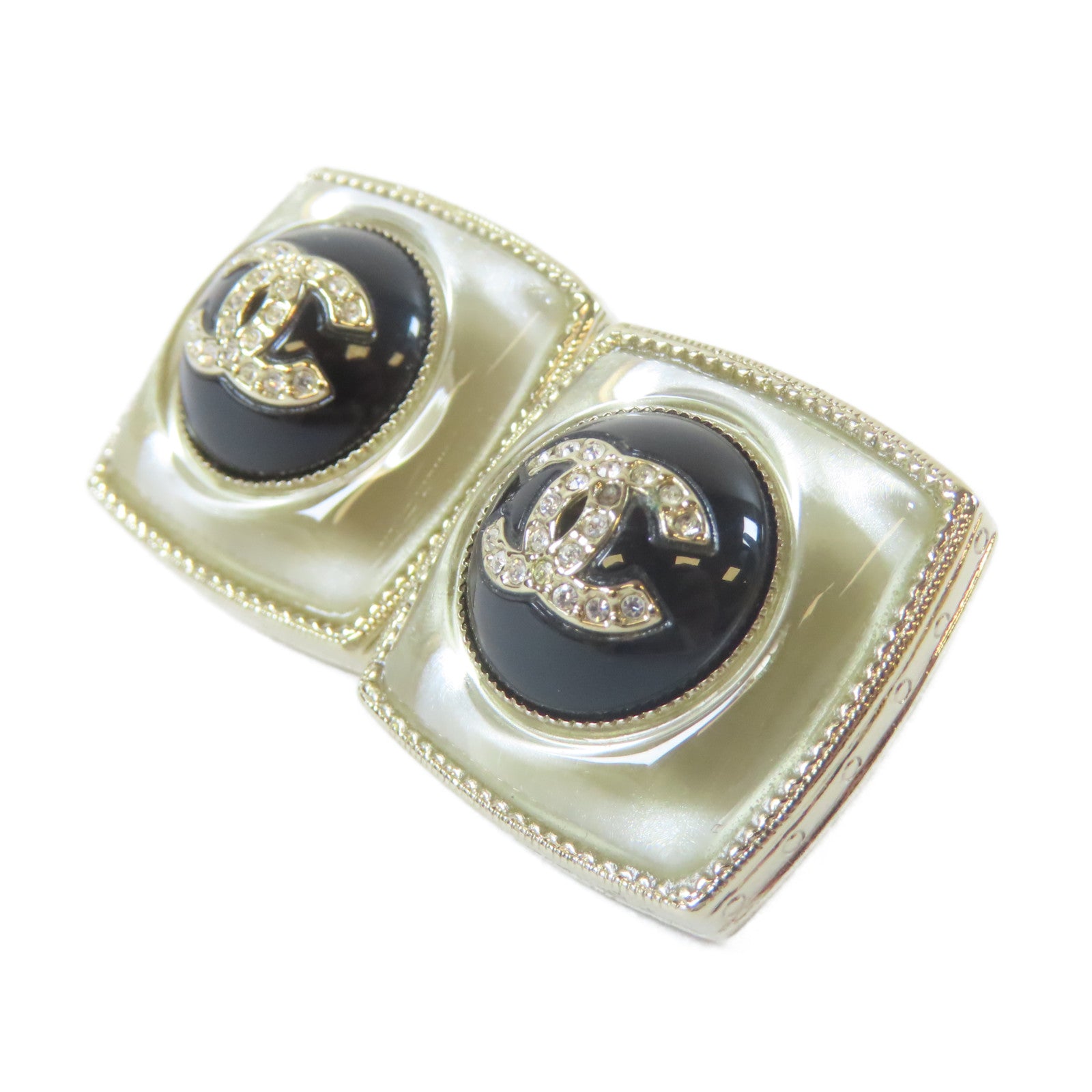 CHANEL 金屬/水晶Earrings耳環金色/黑色