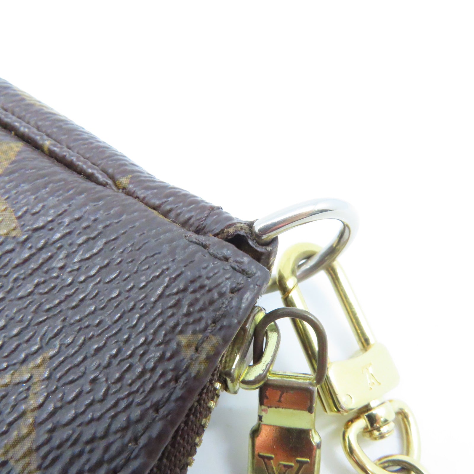 LOUIS VUITTON 【激減優惠】Monogram Mini Pochette Accessoires金扣鏈帶肩背袋啡色