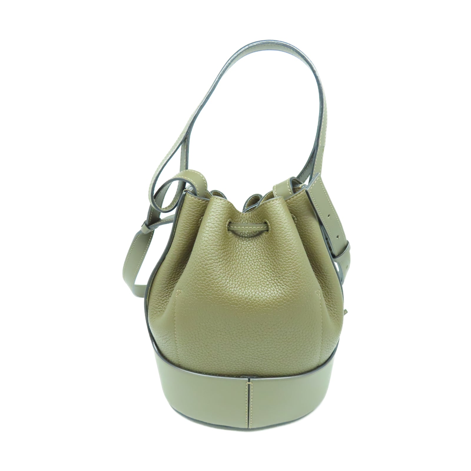 LOEWE 牛皮皮革Loewe Balloon Bag銀扣手挽肩背兩用袋棕色