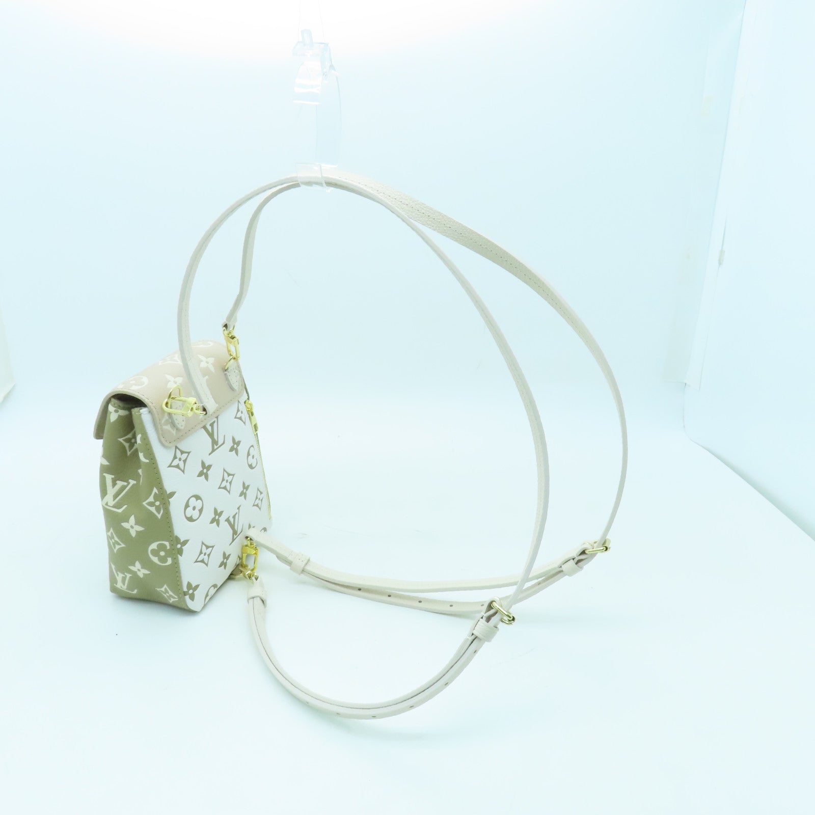 LOUIS VUITTON Monogram Empreinte Tiny Backpack金扣背包/肩背袋米色/綠色