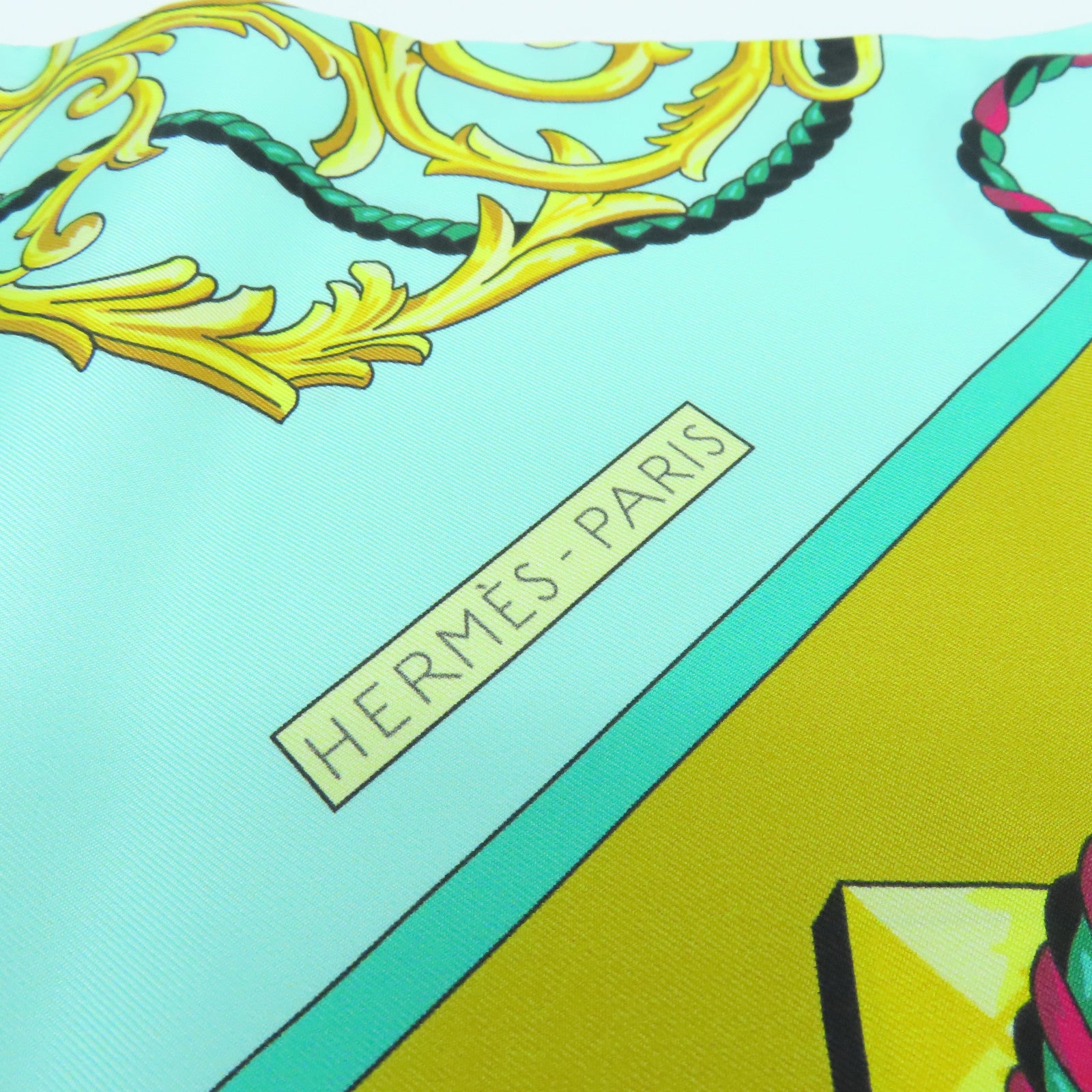 HERMES Silk Maxi Twilly Scarf Yellow/Blue/Color