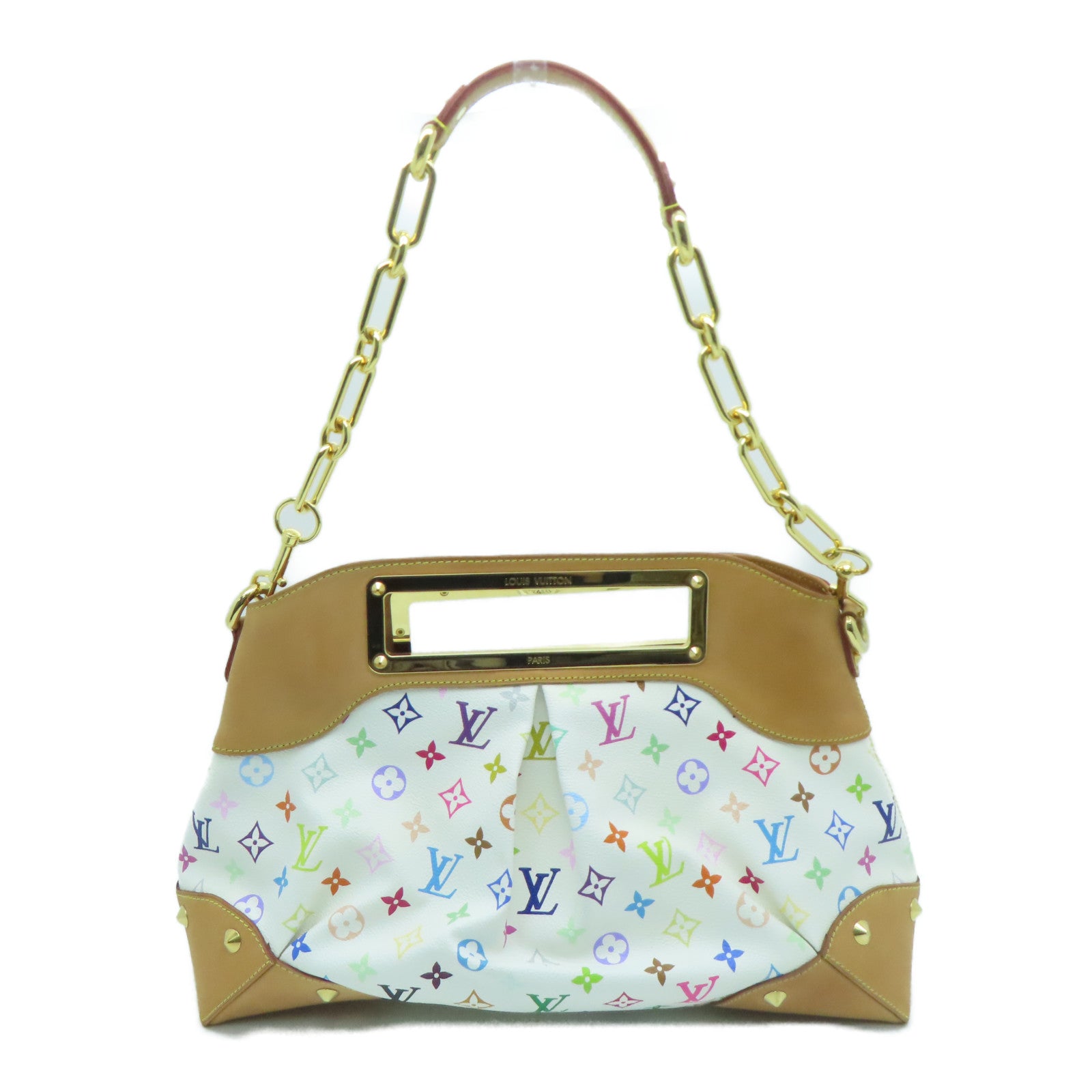 LOUIS VUITTON Monogram Multicolore Judy MM金扣手挽肩背兩用袋白色/彩色