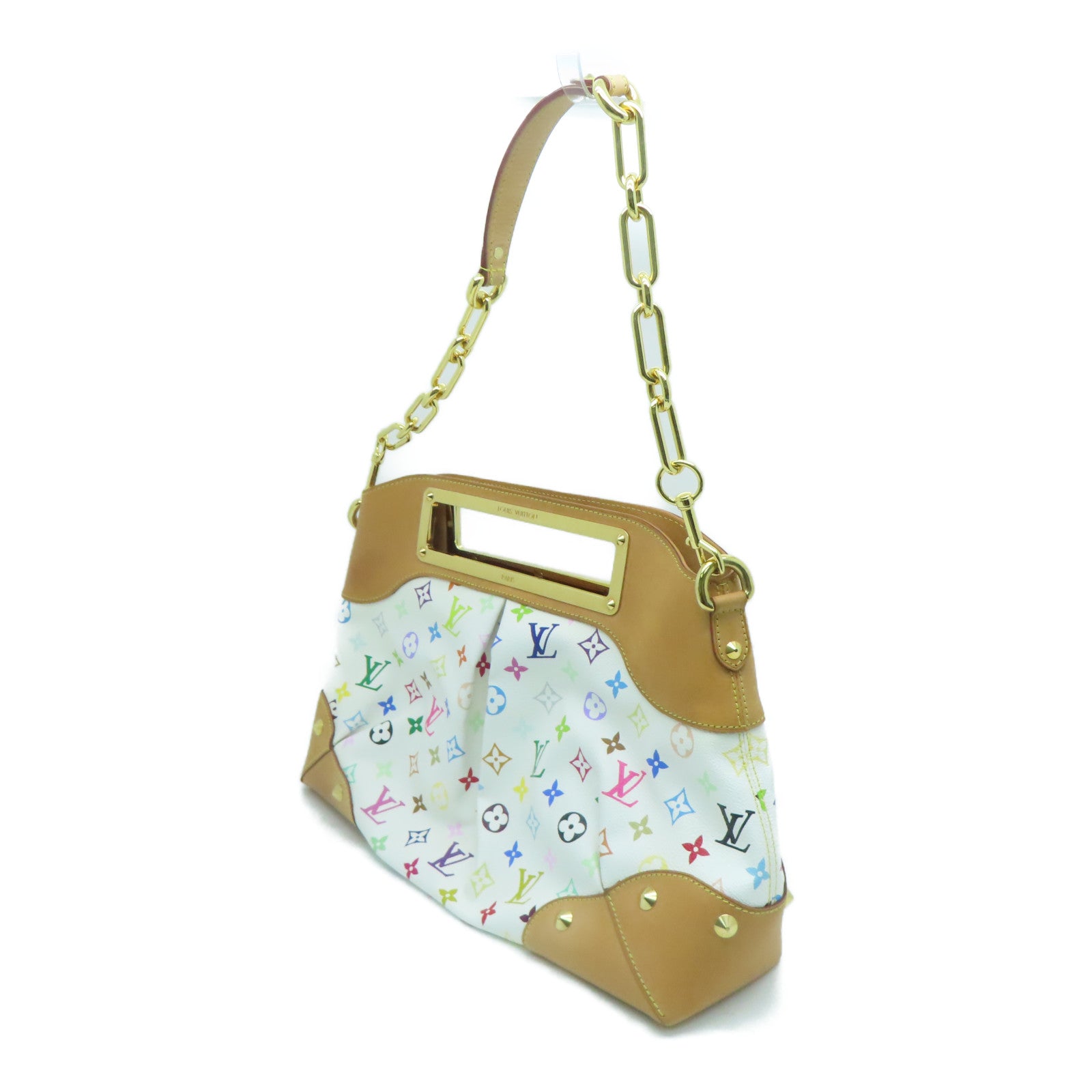 LOUIS VUITTON Monogram Multicolore Judy MM金扣手挽肩背兩用袋白色/彩色