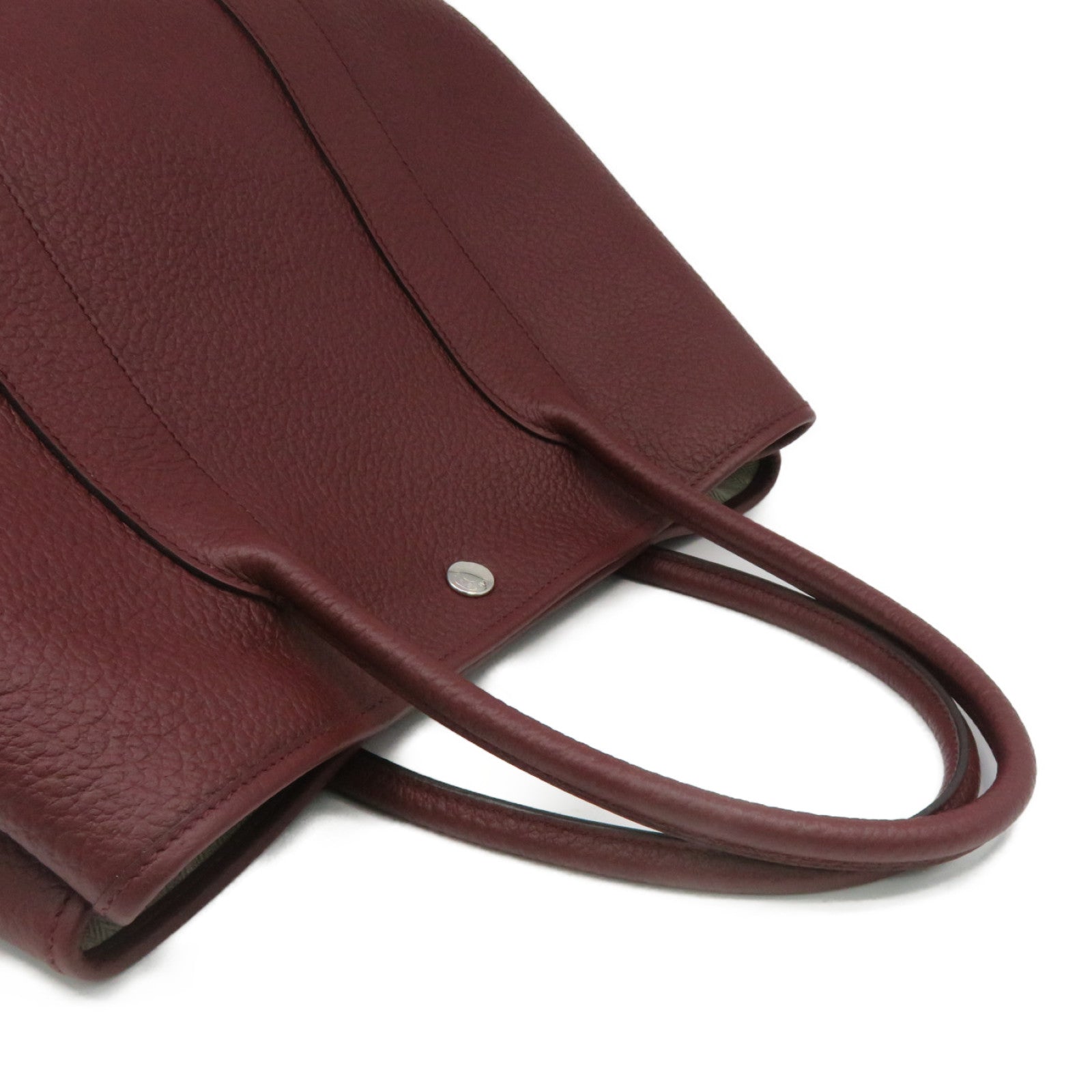 HERMES Negonda皮革Garden Party PM銀扣手挽袋Bordeaux酒紅色