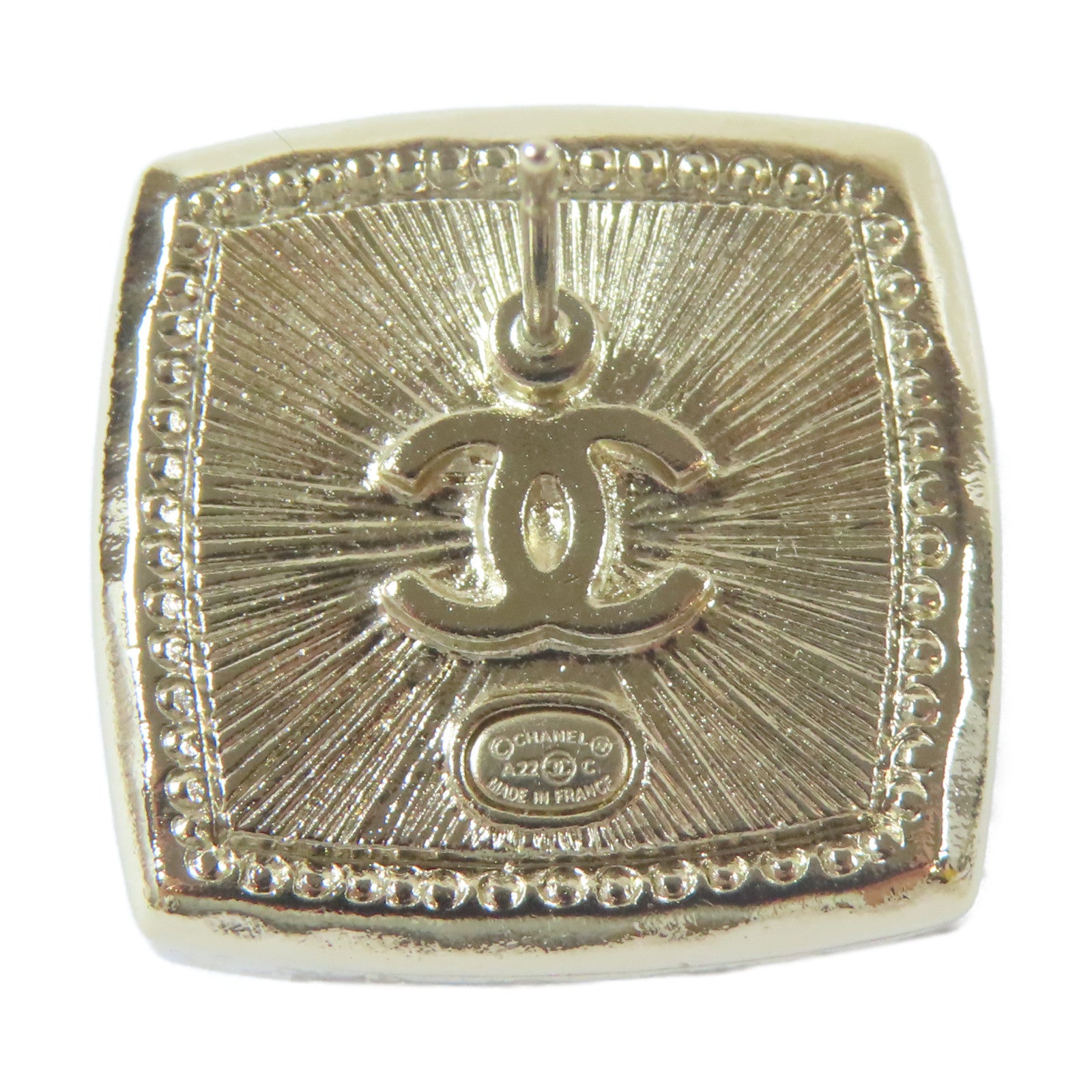 CHANEL 金屬/水晶Earrings耳環金色/黑色