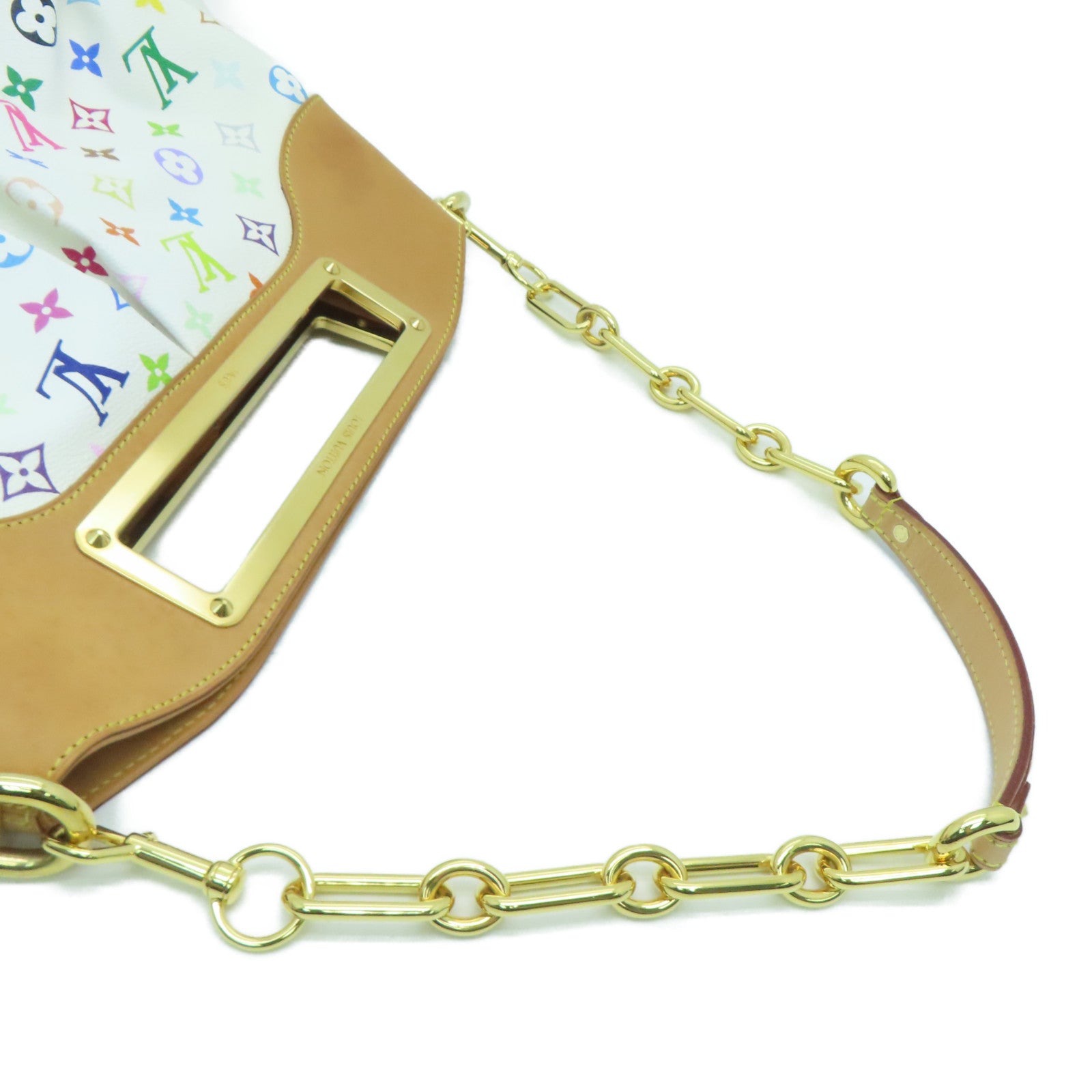 LOUIS VUITTON Monogram Multicolore Judy MM金扣手挽肩背兩用袋白色/彩色