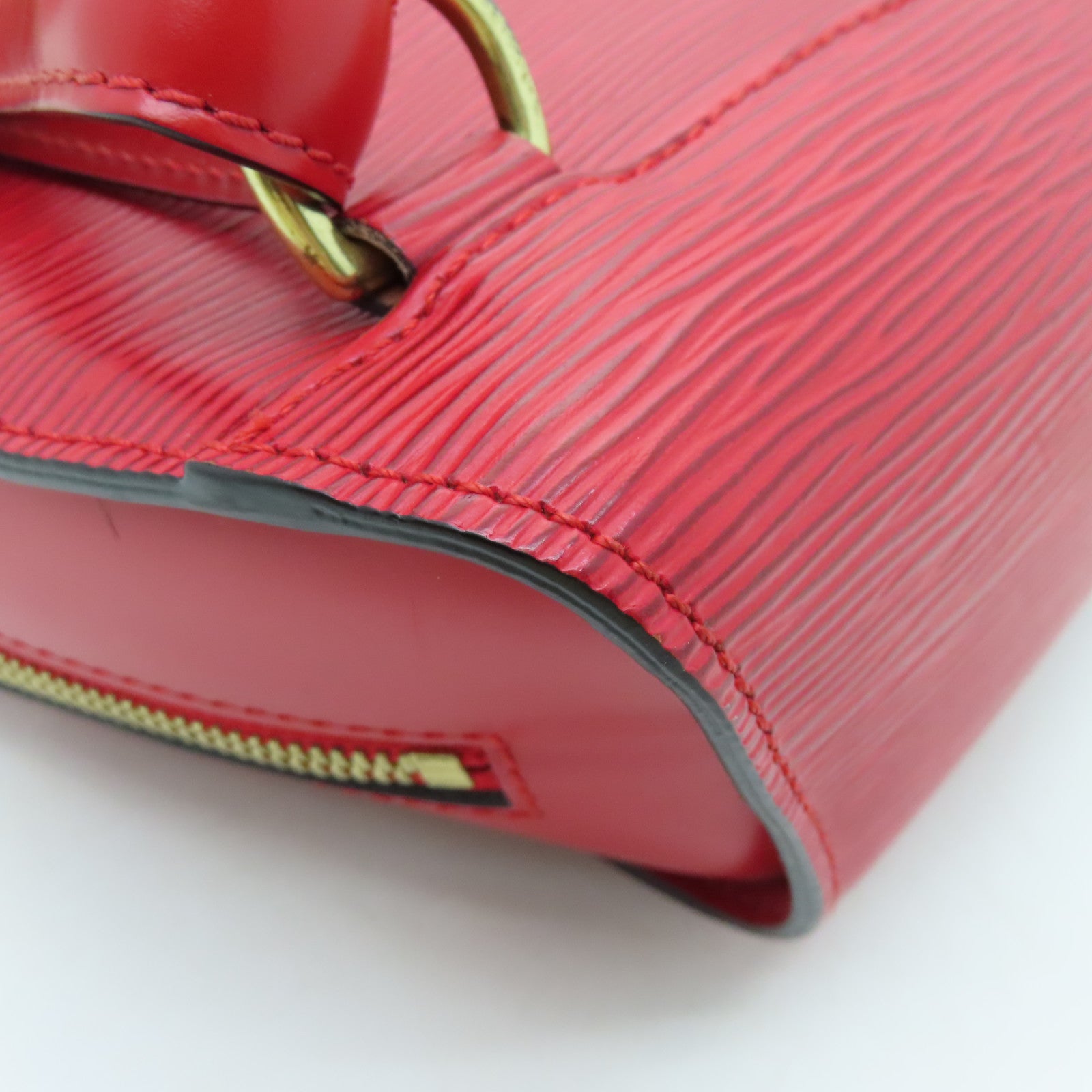 LOUIS VUITTON Epi Mabillon Back Pack gold buckle backpack red