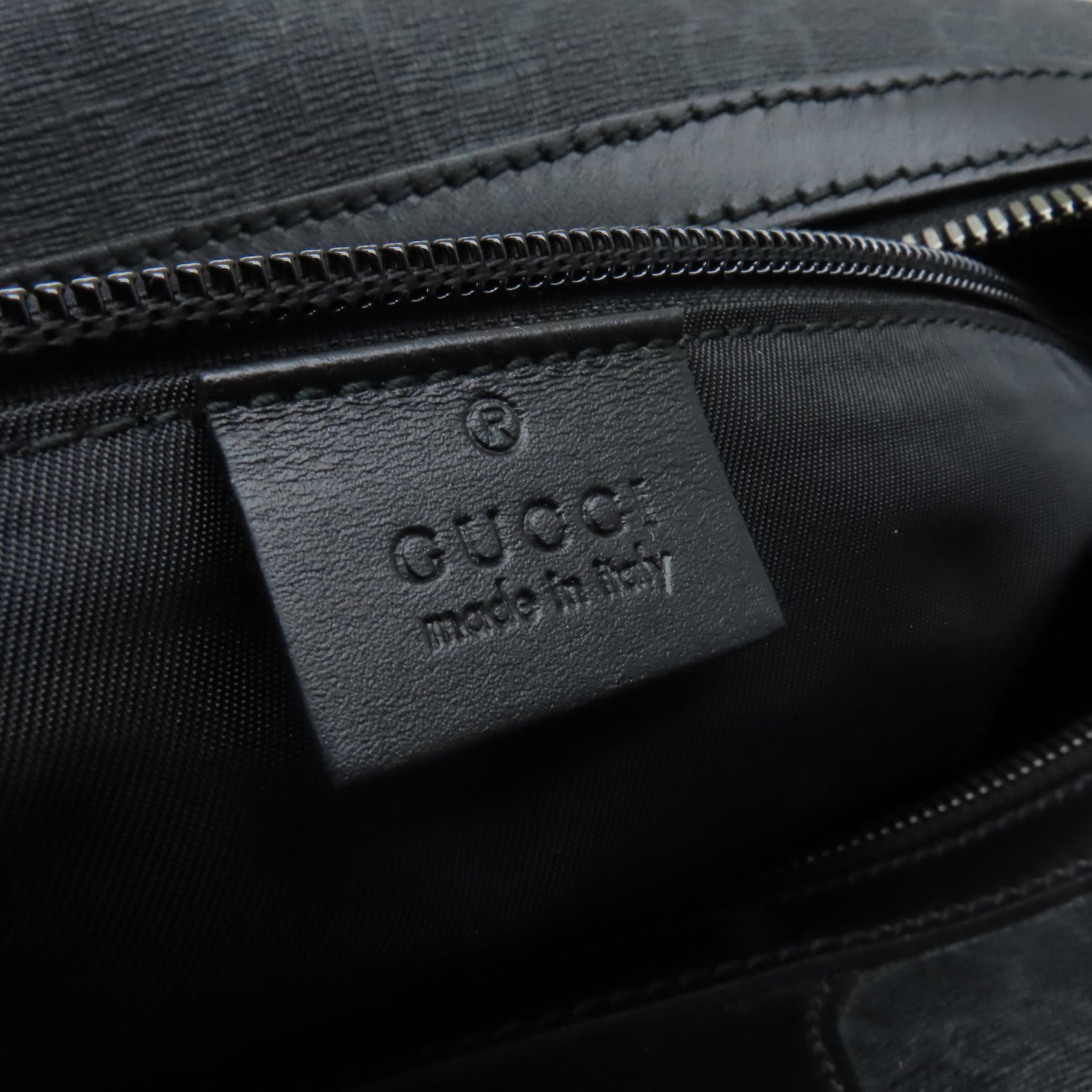 GUCCI 塗層帆布2way Shoulder Bag銀扣手挽肩背兩用袋黒色