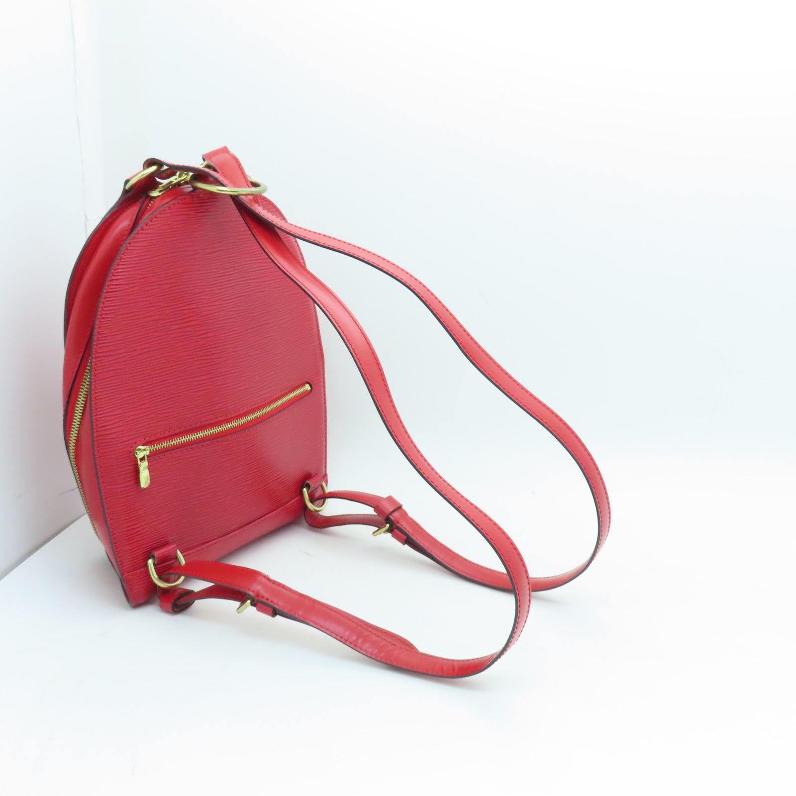LOUIS VUITTON Epi Mabillon Back Pack gold buckle backpack red