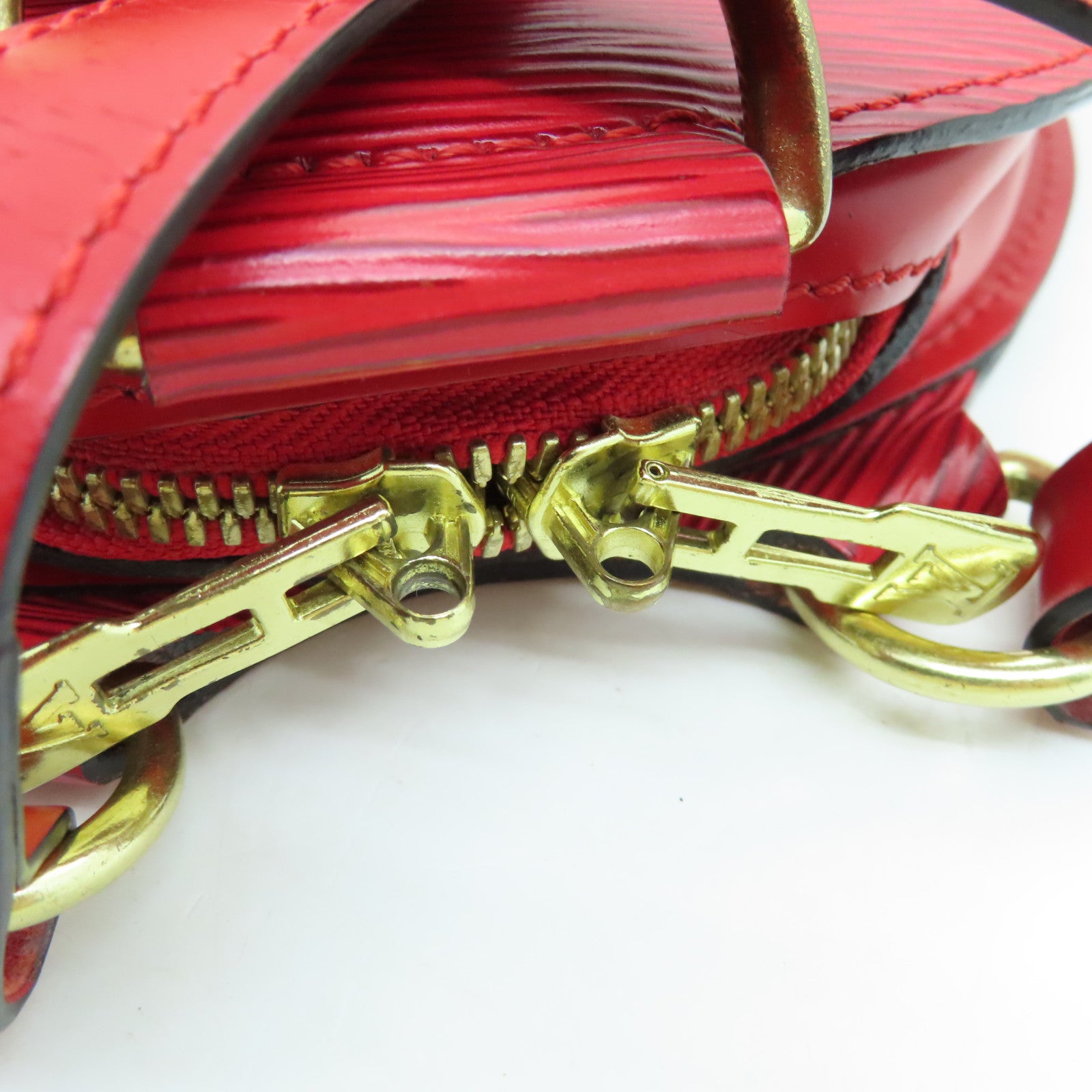LOUIS VUITTON Epi Mabillon Back Pack gold buckle backpack red