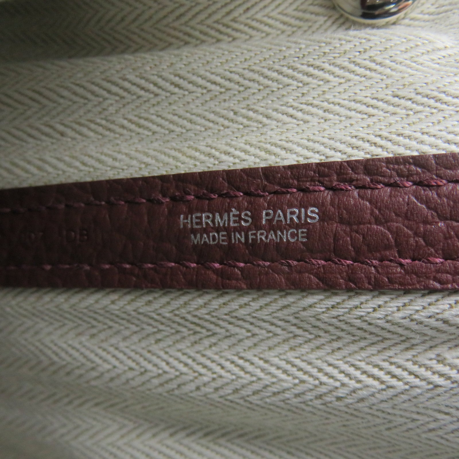 HERMES Negonda皮革Garden Party PM銀扣手挽袋Bordeaux酒紅色