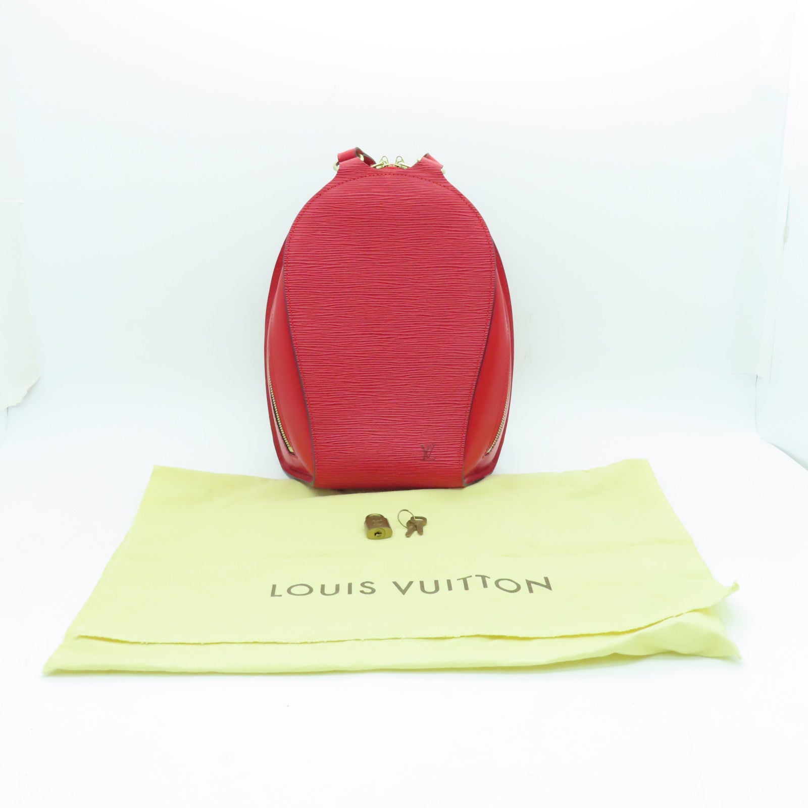 LOUIS VUITTON Epi Mabillon Back Pack gold buckle backpack red