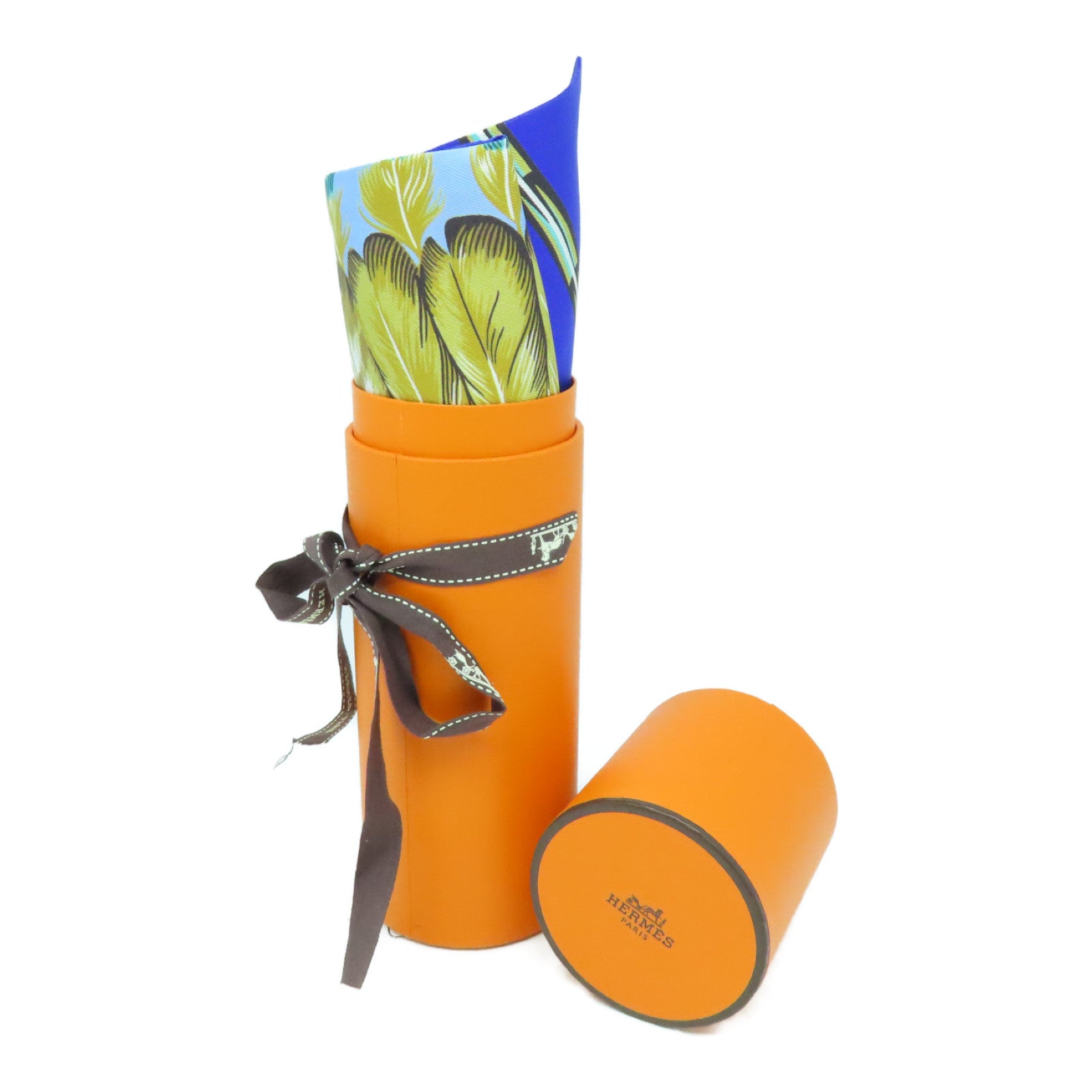 HERMES 絲質Maxi Twilly絲巾藍色/彩色