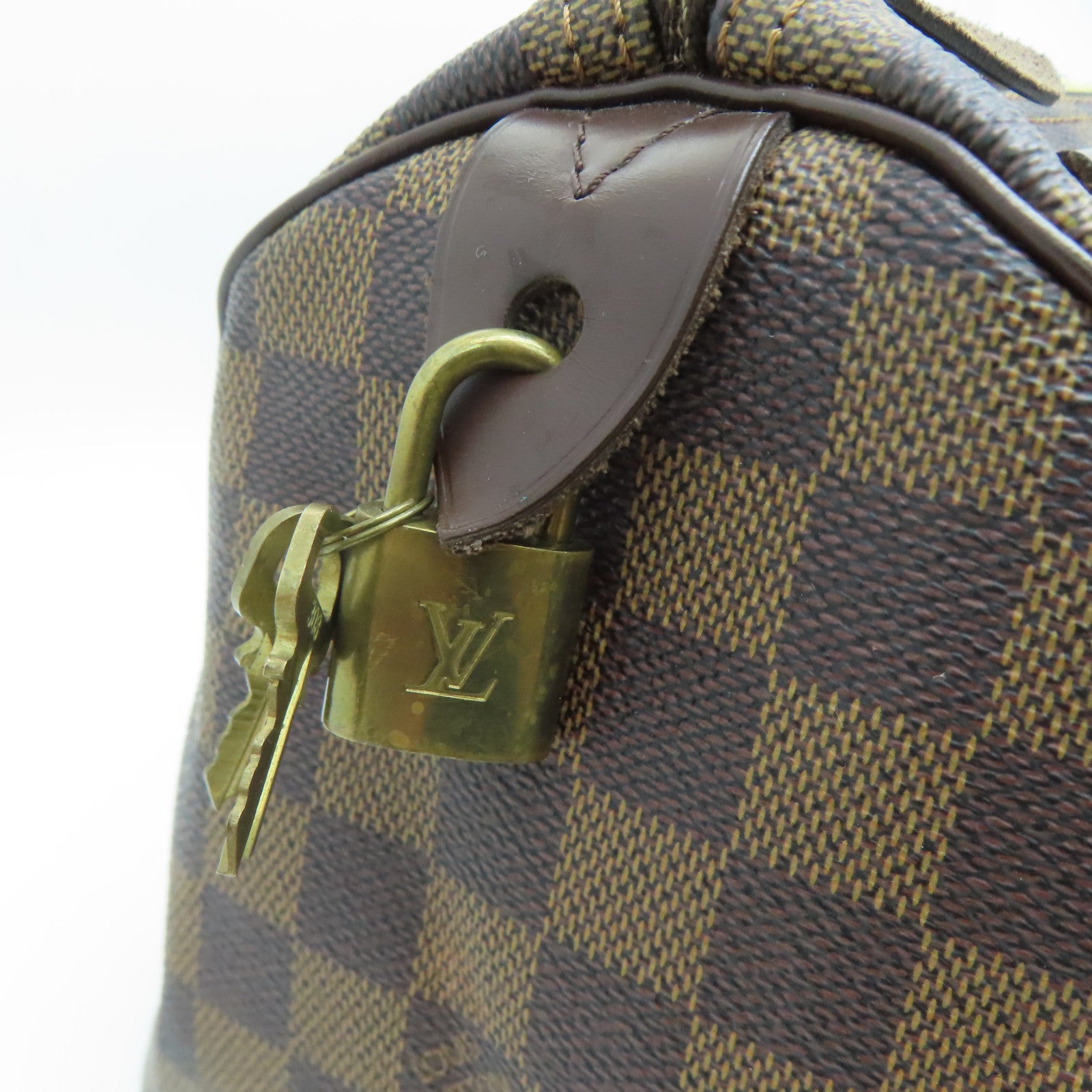 LOUIS VUITTON Damier Speedy 30金扣手挽袋啡色