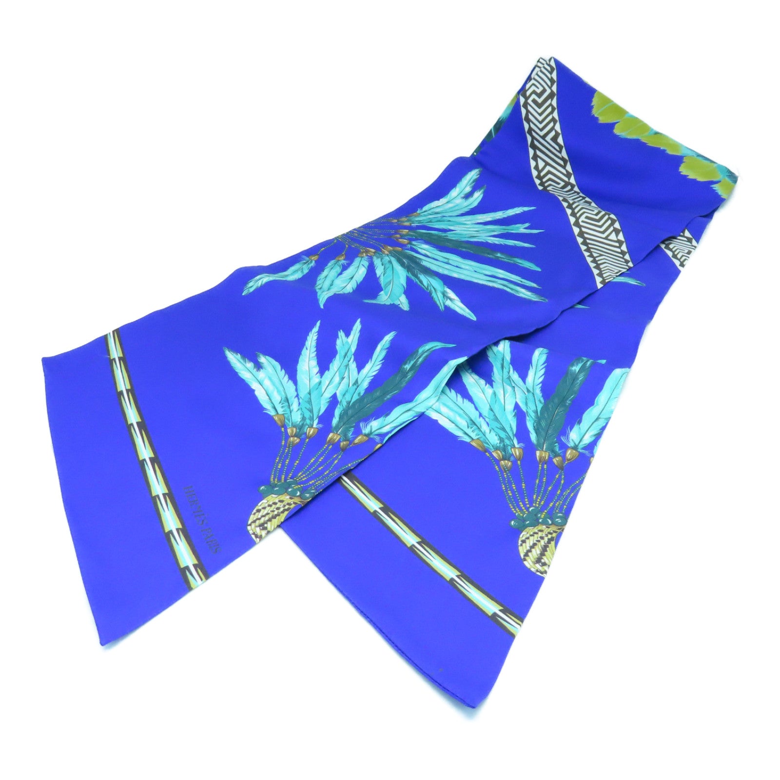 HERMES 絲質Maxi Twilly絲巾藍色/彩色