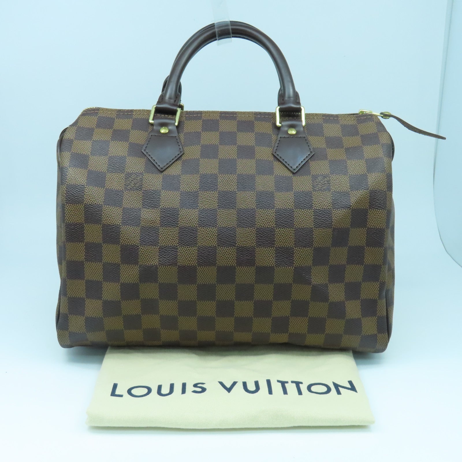 LOUIS VUITTON Damier Speedy 30金扣手挽袋啡色