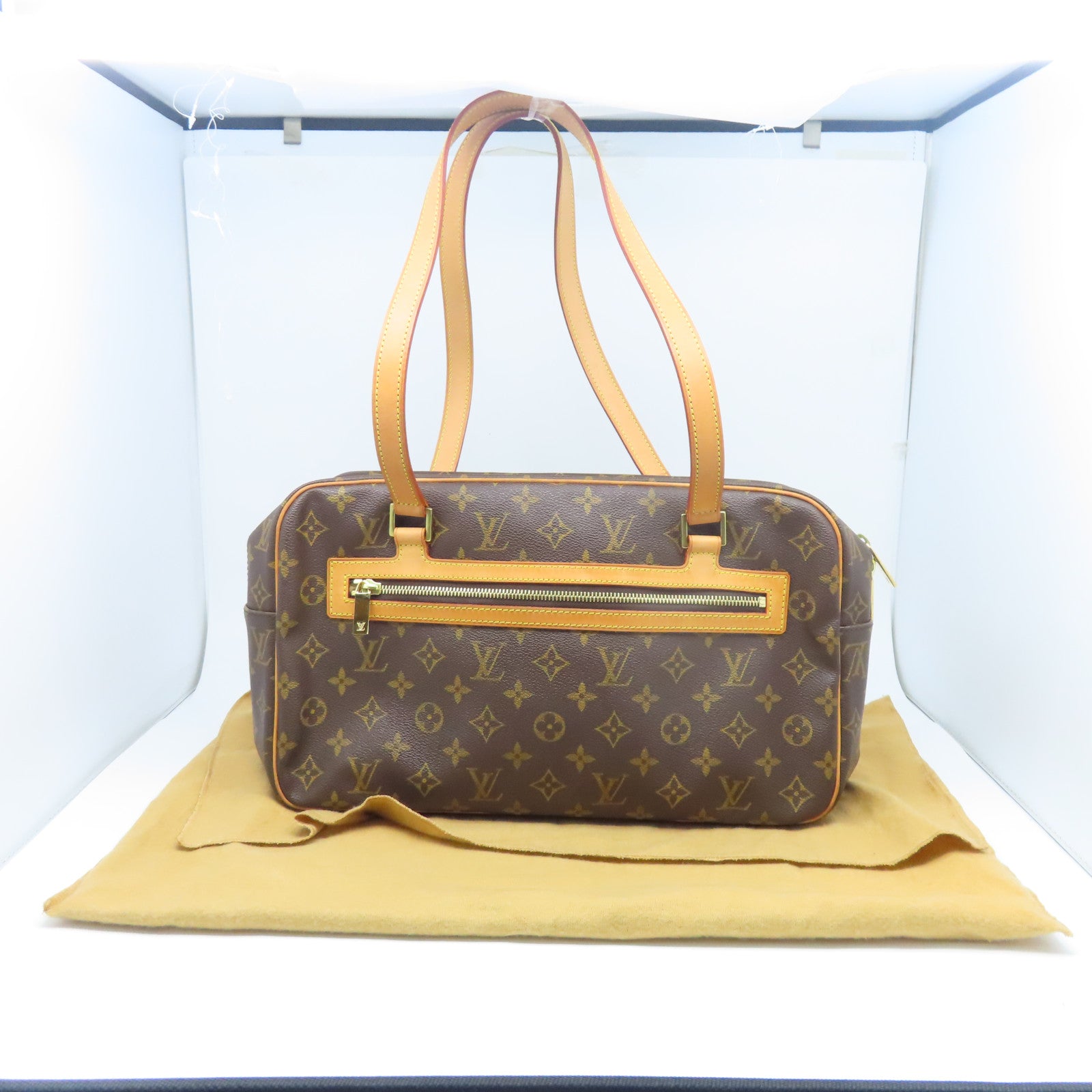 LOUIS VUITTON Monogram Cite GM金扣肩背袋棕色