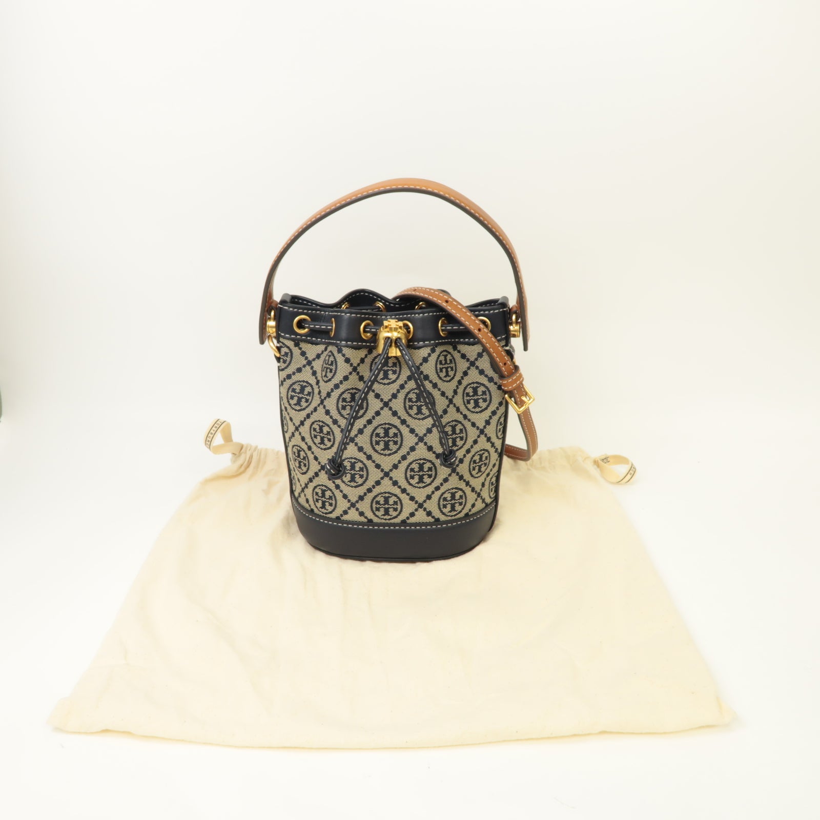 Tory Burch 帆布Shoulder Bag金扣手挽肩背兩用袋藍色