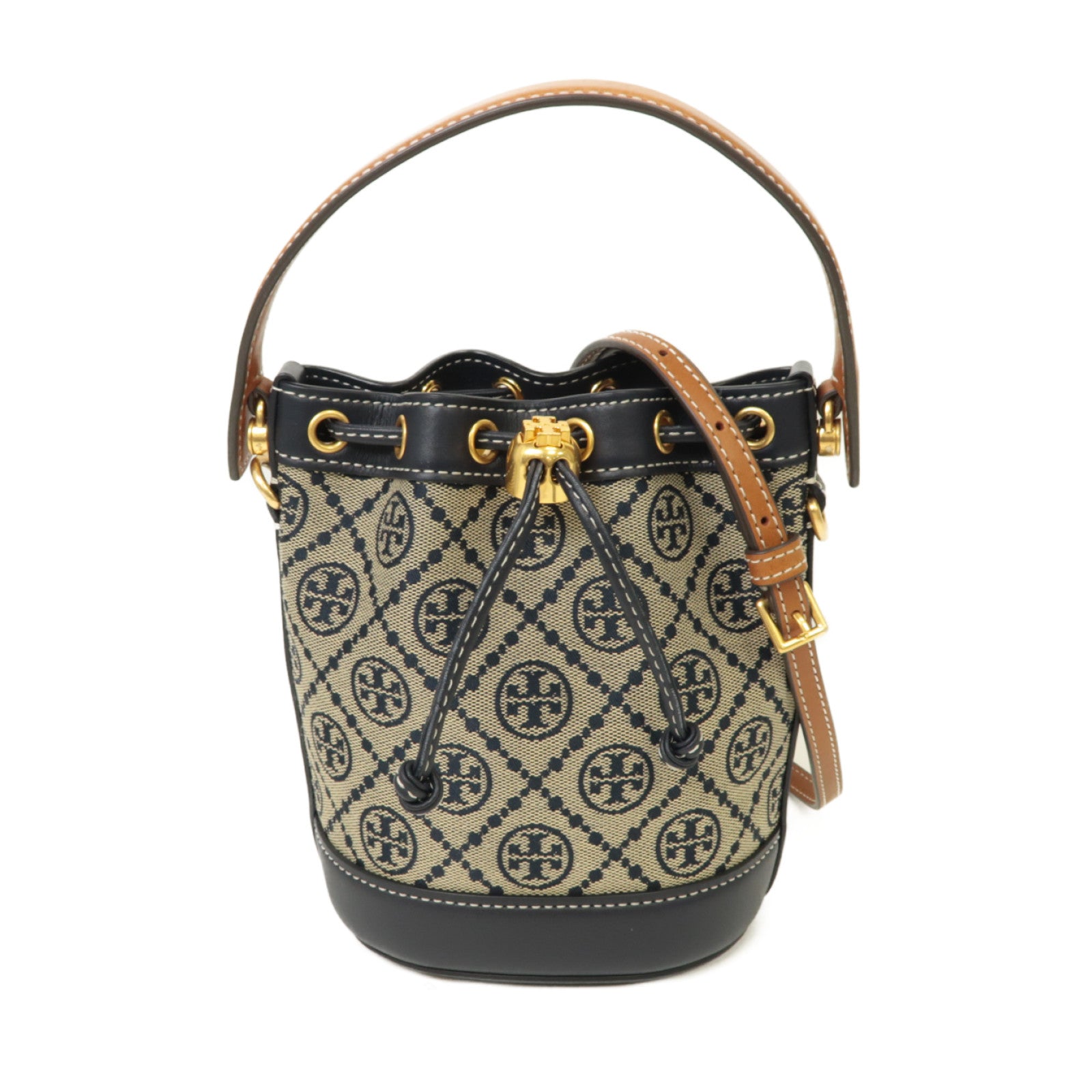 Tory Burch 帆布Shoulder Bag金扣手挽肩背兩用袋藍色