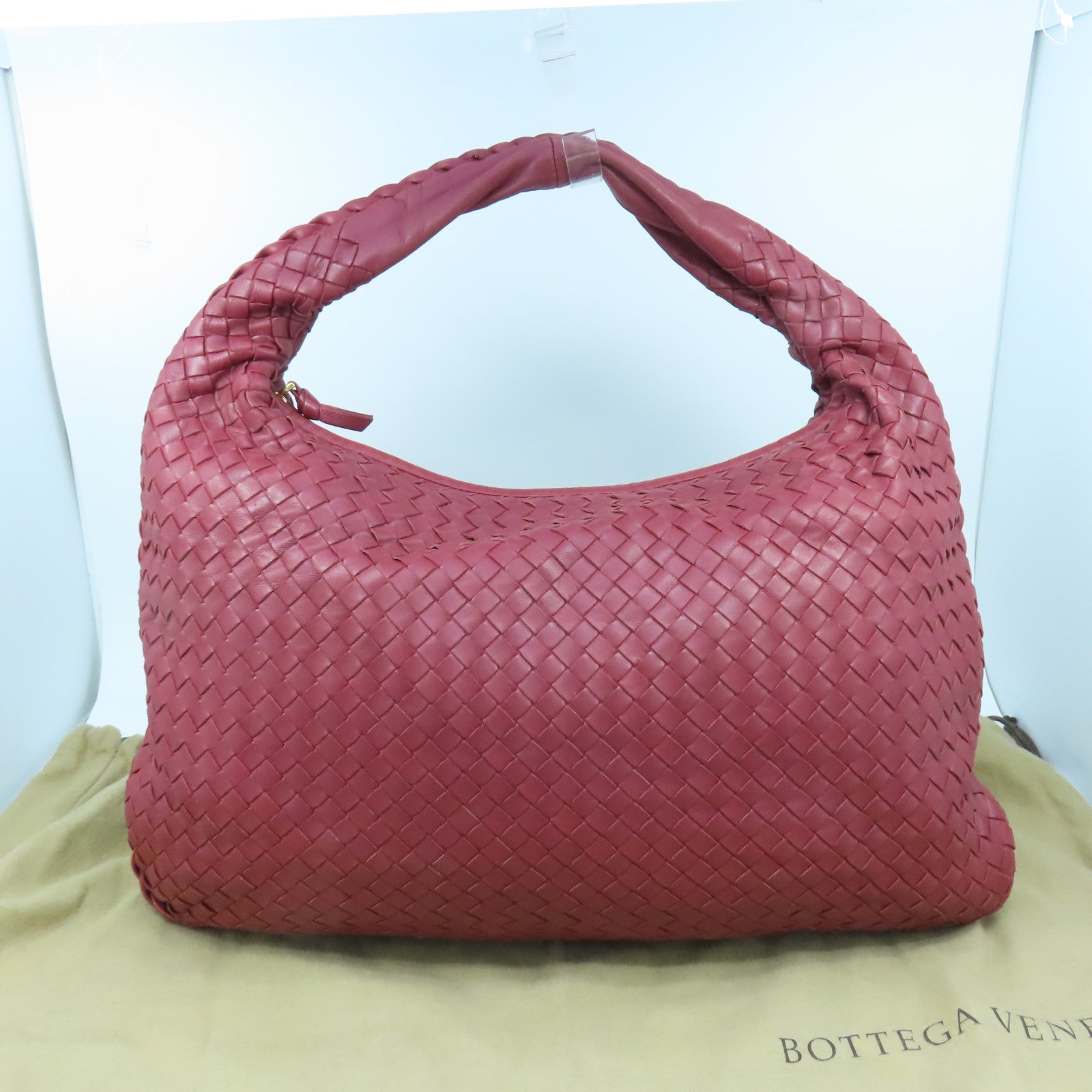 BOTTEGA VENETA 織紋皮革Shoulder Bag肩背袋紅色