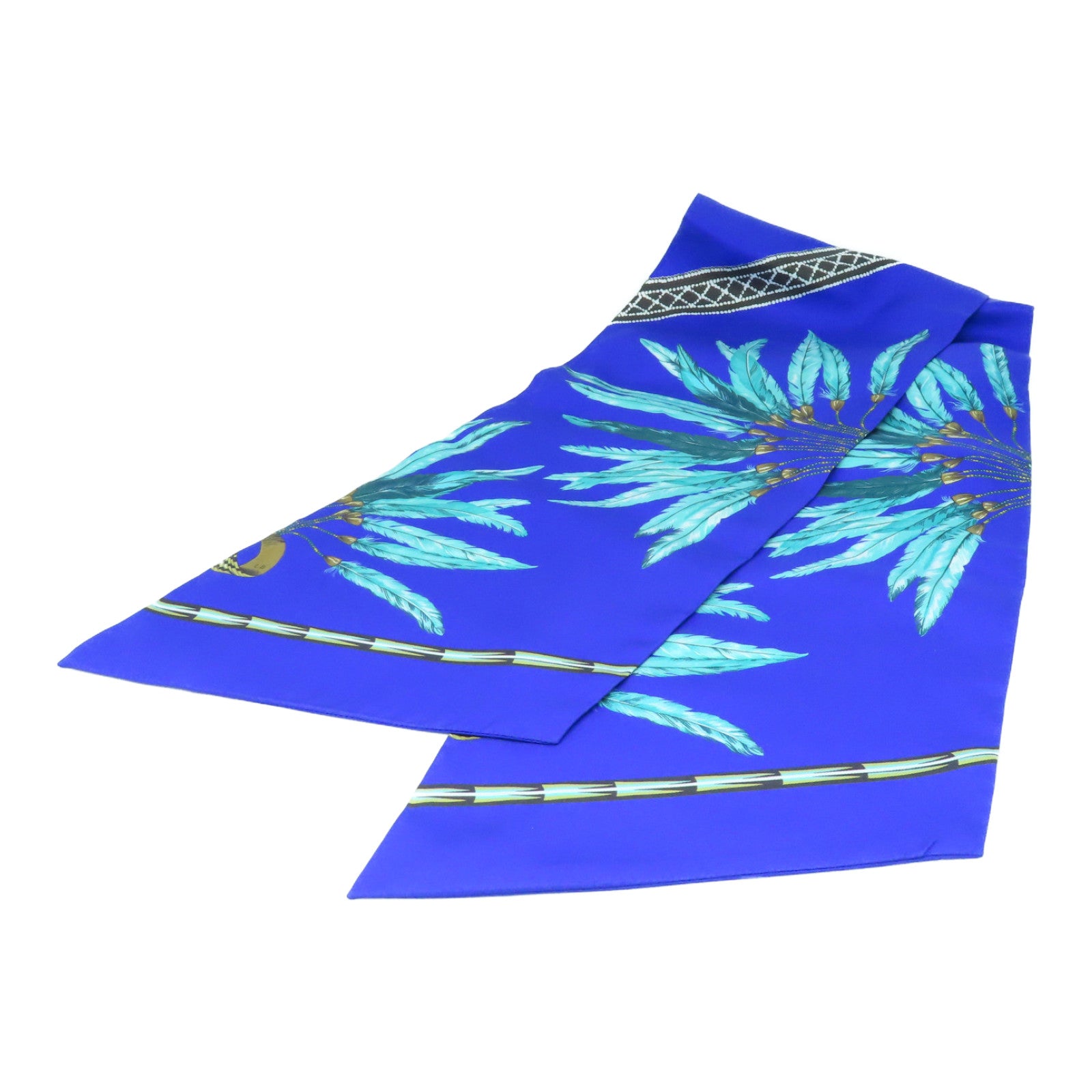 HERMES 絲質Maxi Twilly絲巾藍色/彩色