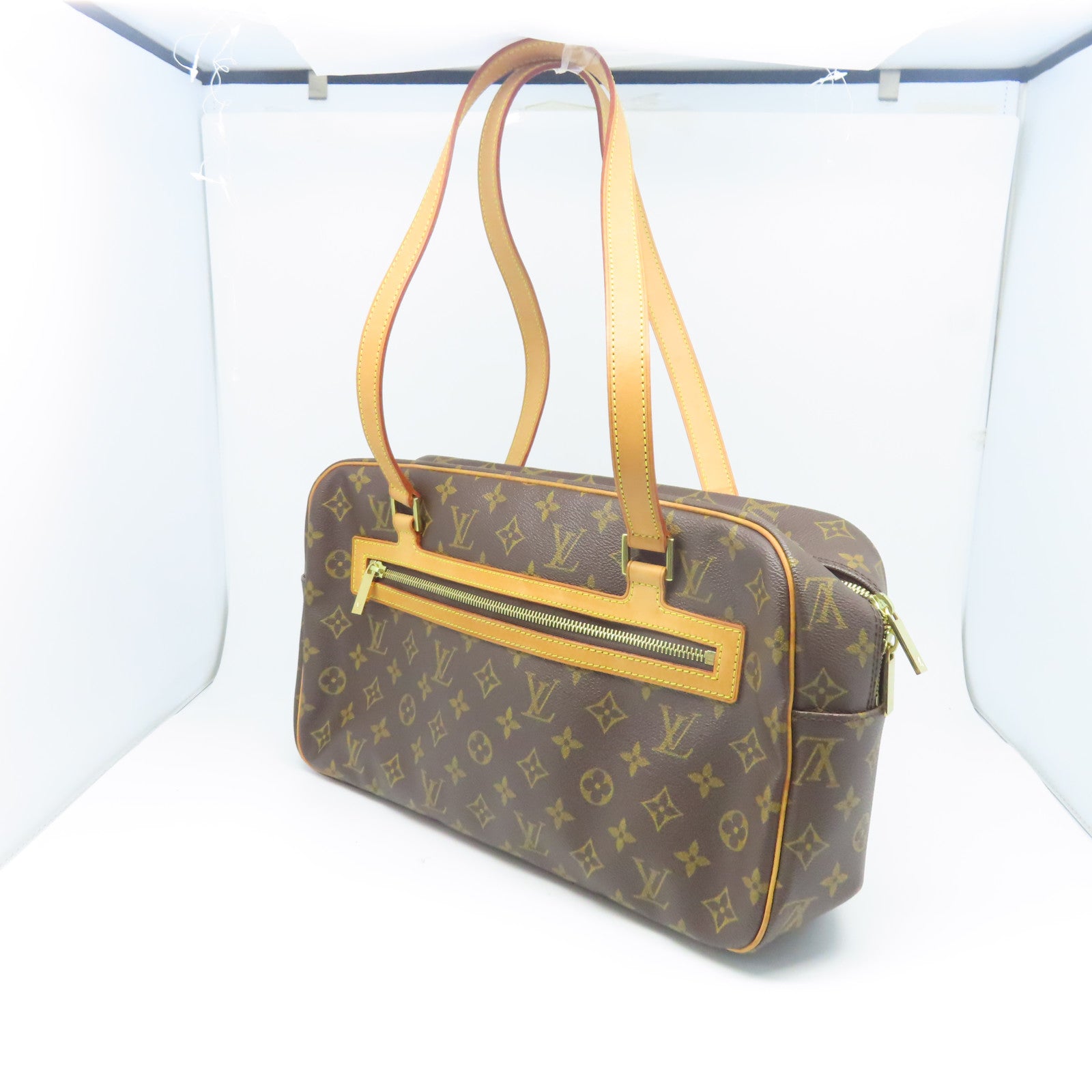 LOUIS VUITTON Monogram Cite GM金扣肩背袋棕色