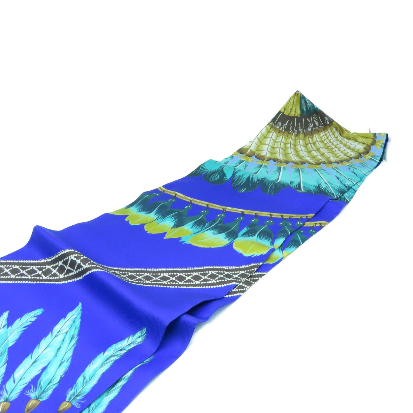HERMES 絲質Maxi Twilly絲巾藍色/彩色