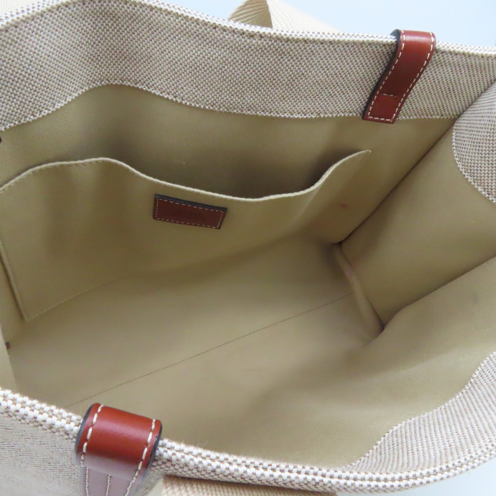 Chloe Canvas Woody Tote Bag Brown/White