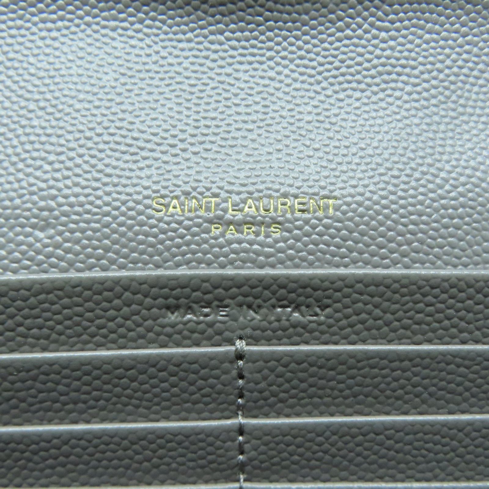 SAINT LAURENT 牛皮皮革Long Wallet金扣長錢包灰色
